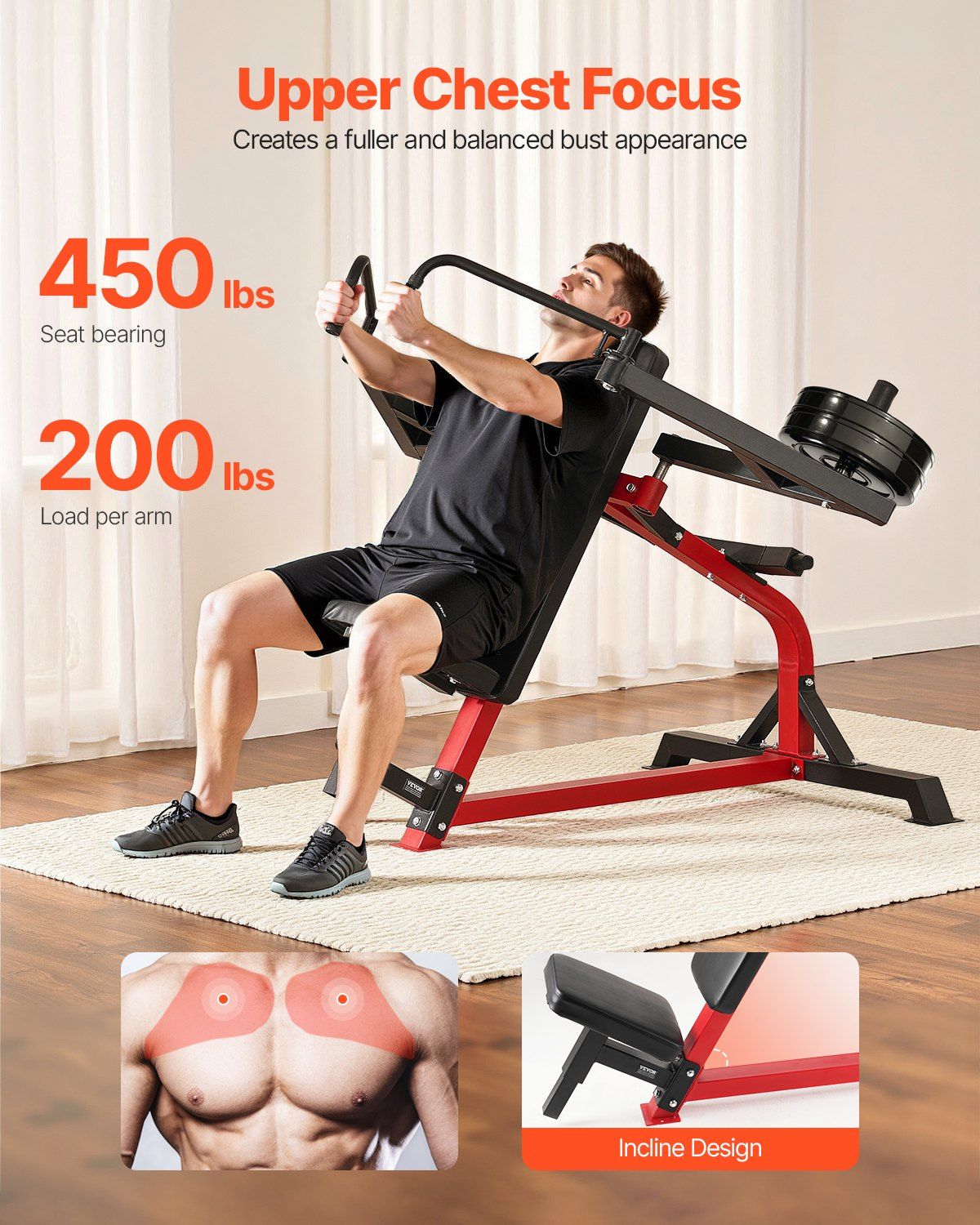 Incline Chest Fly and Rear Delt Fly Machine, 450 LBS Chest Machine, Adjustable Fitness Chest Bench Set, Home Gym Equipment for Upper Body Strength Training Machine - Image 2