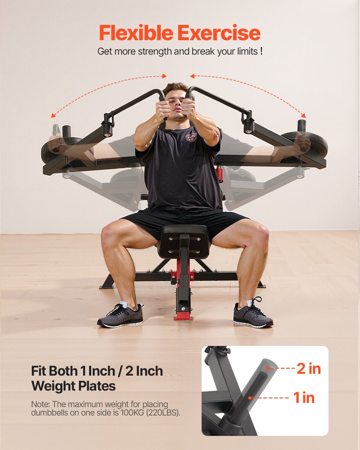 Incline Chest Fly and Rear Delt Fly Machine, 450 LBS Chest Machine, Adjustable Fitness Chest Bench Set, Home Gym Equipment for Upper Body Strength Training Machine - Image 3