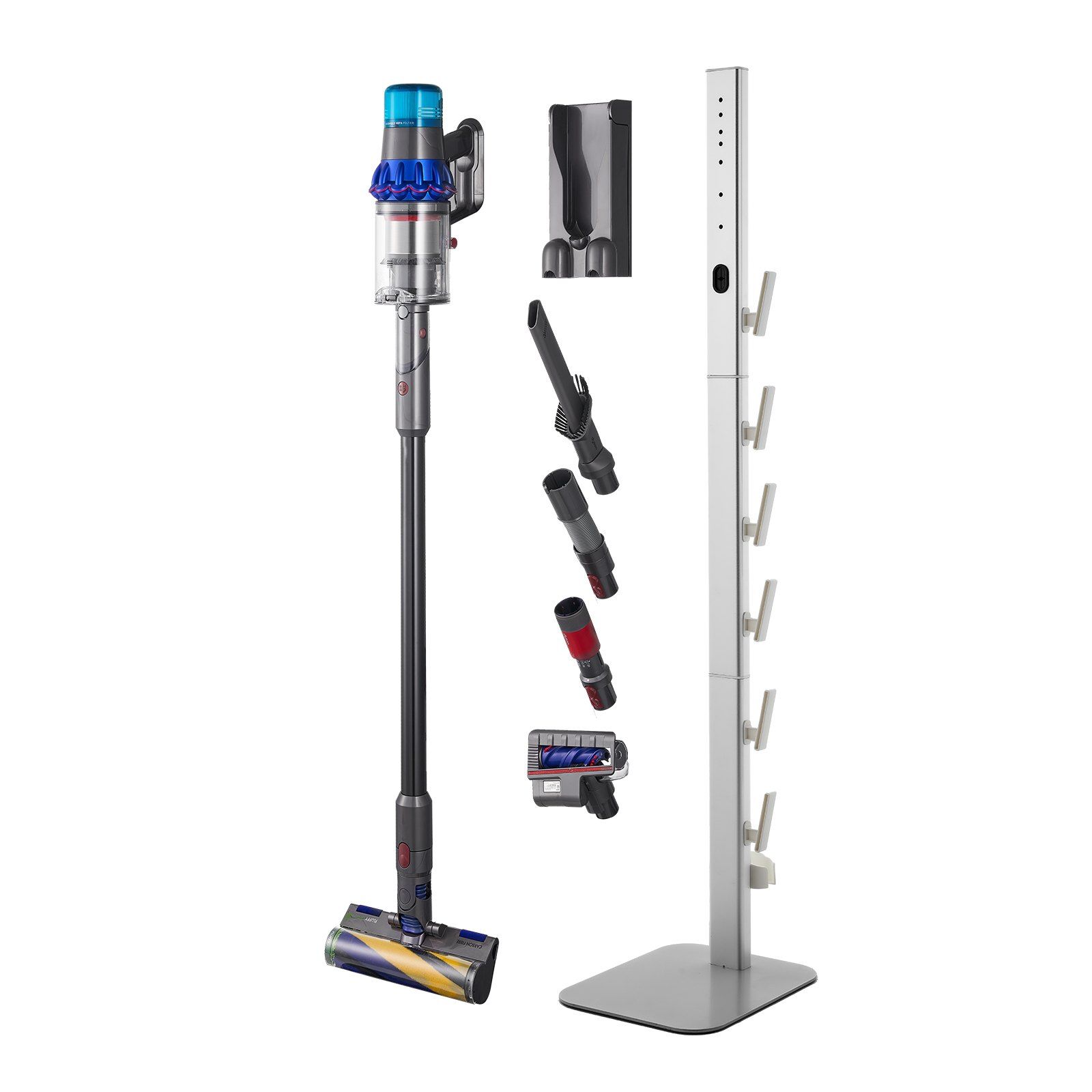 Vacuum Stand, Compatible with Dyson G5 V15 V12 V11 V10 V8 V7 V6 Series Upright Vacuums Cleaners & Accessories, Stable Vacuum Stand Holder with 6 Hooks and Non-slip Footpads, Gray - Image 1