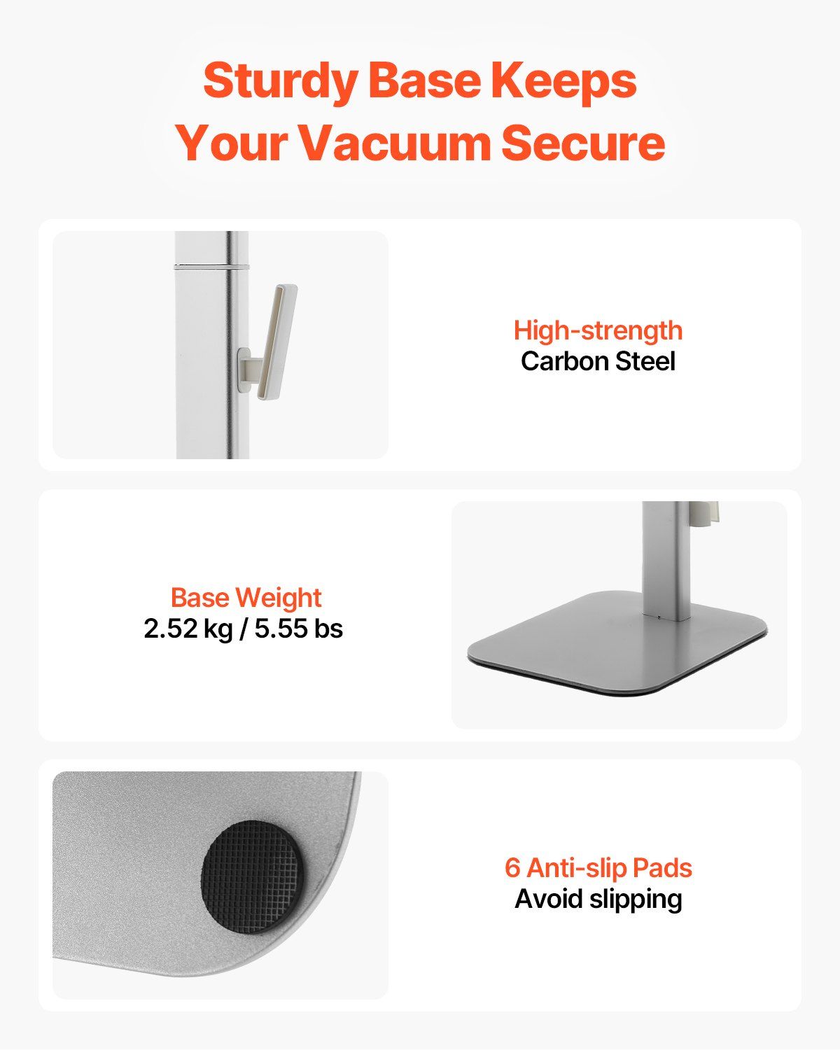 Vacuum Stand, Compatible with Dyson G5 V15 V12 V11 V10 V8 V7 V6 Series Upright Vacuums Cleaners & Accessories, Stable Vacuum Stand Holder with 6 Hooks and Non-slip Footpads, Gray - Image 3