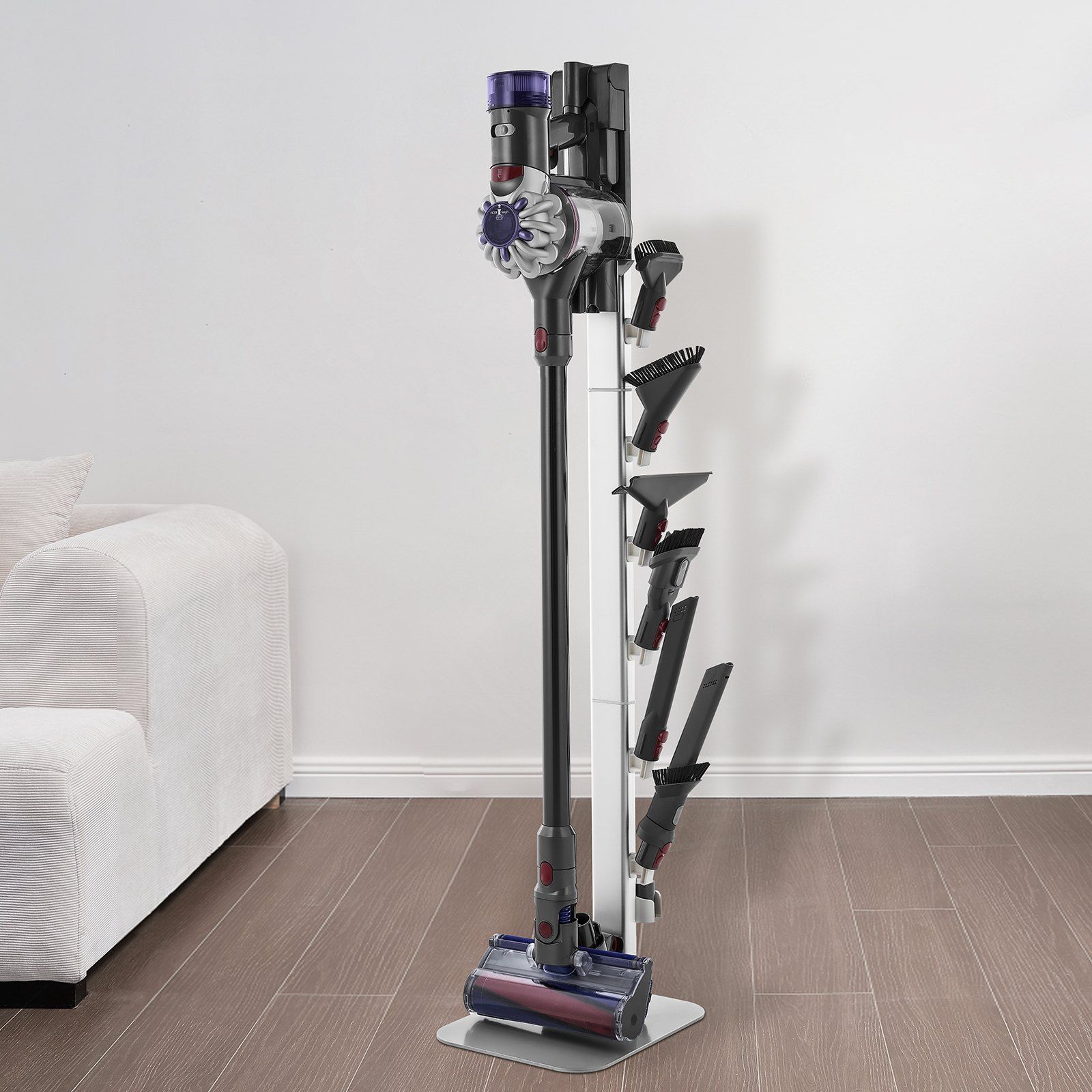 Vacuum Stand, Compatible with Dyson G5 V15 V12 V11 V10 V8 V7 V6 Series Upright Vacuums Cleaners & Accessories, Stable Vacuum Stand Holder with 6 Hooks and Non-slip Footpads, Gray - Image 8