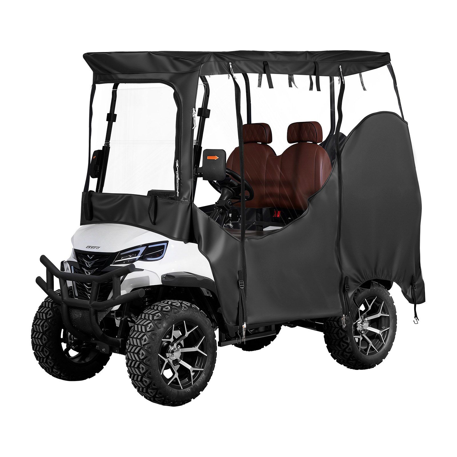 Golf Cart Cover, Visible Full-Enclosure 2&2+2 Passenger Golf Cart, 600D Waterproof Oxford Fabric Club Car Cover Fits Most Carts Club Car, Yamaha, EZGO, Honda, PVC Coating & Windproof Hook Design - Image 1