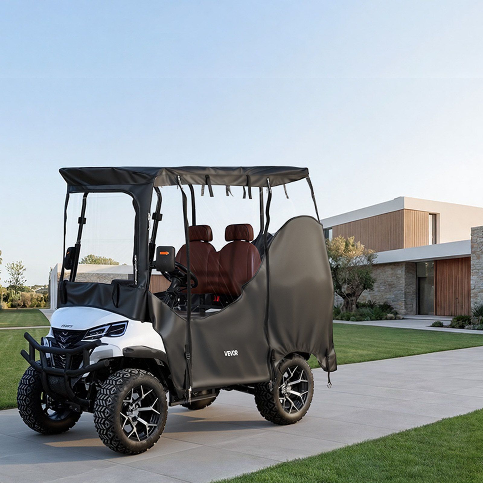 Golf Cart Cover, Visible Full-Enclosure 2&2+2 Passenger Golf Cart, 600D Waterproof Oxford Fabric Club Car Cover Fits Most Carts Club Car, Yamaha, EZGO, Honda, PVC Coating & Windproof Hook Design - Image 8