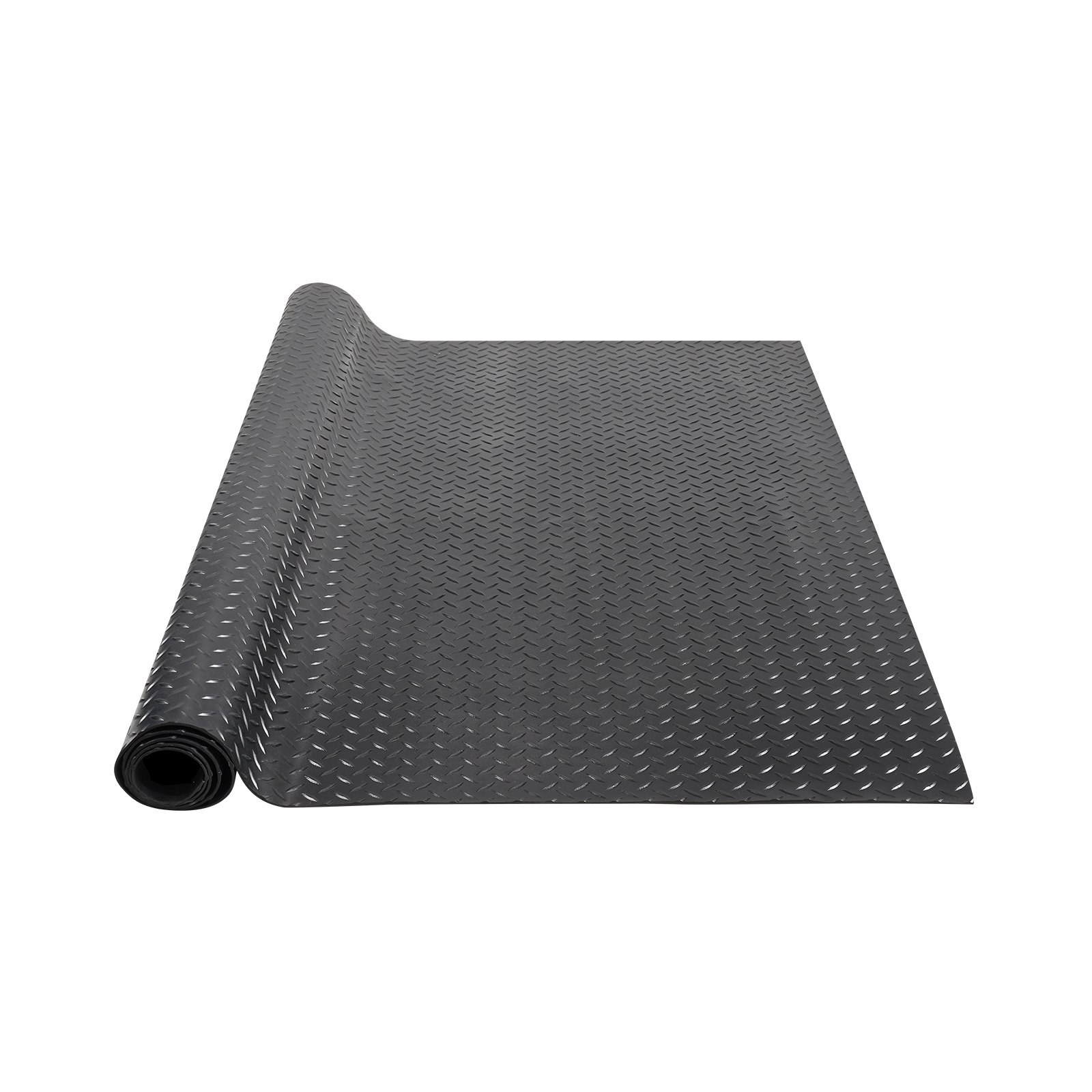 Diamond-Plate Rubber Flooring Roll, 3 mm x 4 ft x 8 ft Garage Floor Mat, SBR Rubber Garage Flooring Roll, Easy to Clean, Diamond Plate Rubber Mat for Under Cars, Garage Industry Gym, Black - Image 1
