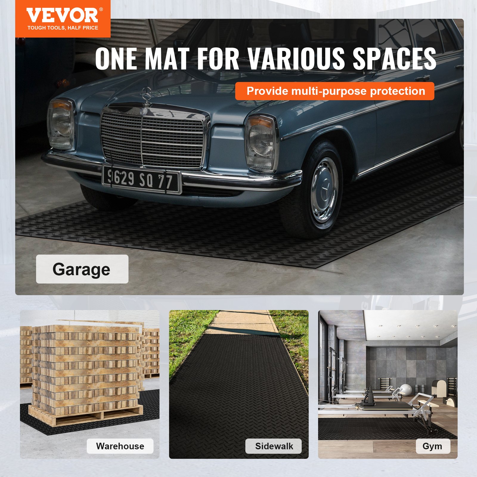 Diamond-Plate Rubber Flooring Roll, 3 mm x 4 ft x 8 ft Garage Floor Mat, SBR Rubber Garage Flooring Roll, Easy to Clean, Diamond Plate Rubber Mat for Under Cars, Garage Industry Gym, Black - Image 2