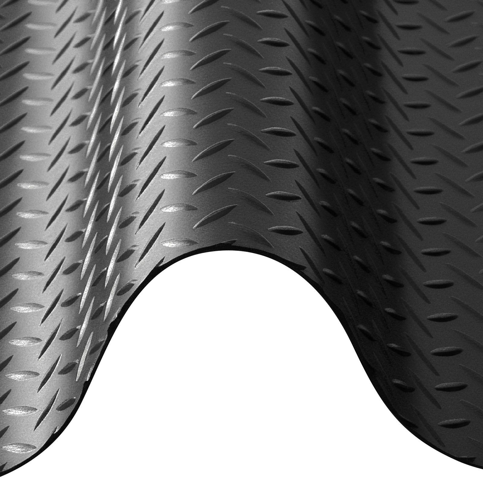 Garage Floor Roll, 1.22 x 6.1 m Garage Flooring Mat, 3 mm Thickened Rubber Diamond Plate Floor Protector Mat, Non-Slip, Wear-resist, Waterproof, Easy to Clean for Warehouse, Gyms, Trailer, Black - Image 1