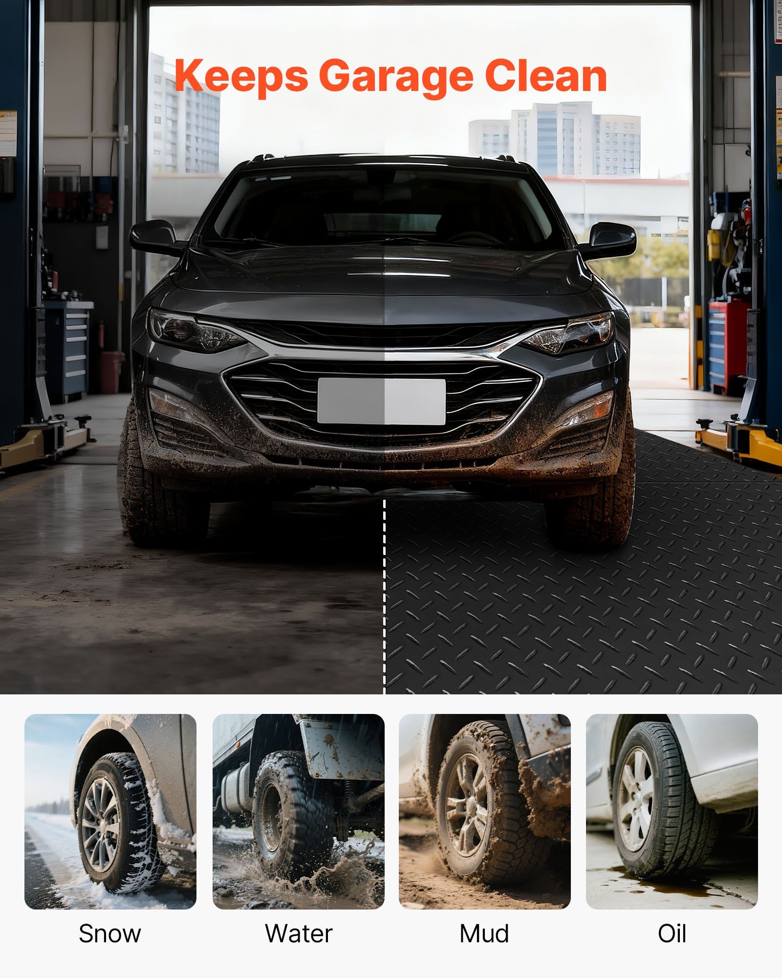 Garage Floor Roll, 1.22 x 6.1 m Garage Flooring Mat, 3 mm Thickened Rubber Diamond Plate Floor Protector Mat, Non-Slip, Wear-resist, Waterproof, Easy to Clean for Warehouse, Gyms, Trailer, Black - Image 7