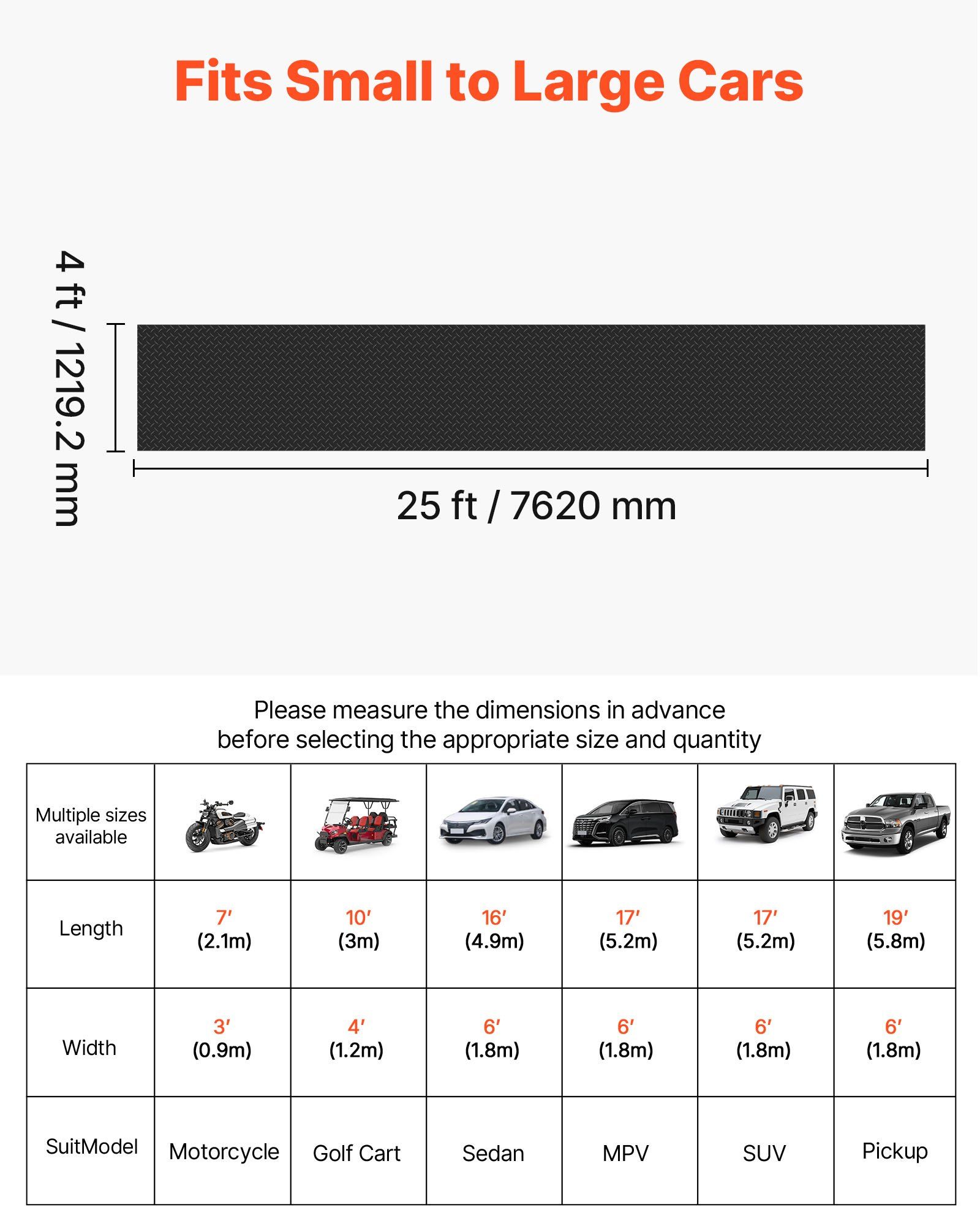 Garage Floor Roll, 1.22 x 7.62 m Garage Flooring Mat, 3 mm Thickened Rubber Diamond Plate Floor Protector Mat, Non-Slip, Wear-resist Waterproof, Easy to Clean for Warehouse, Gyms, Trailer, Black - Image 2