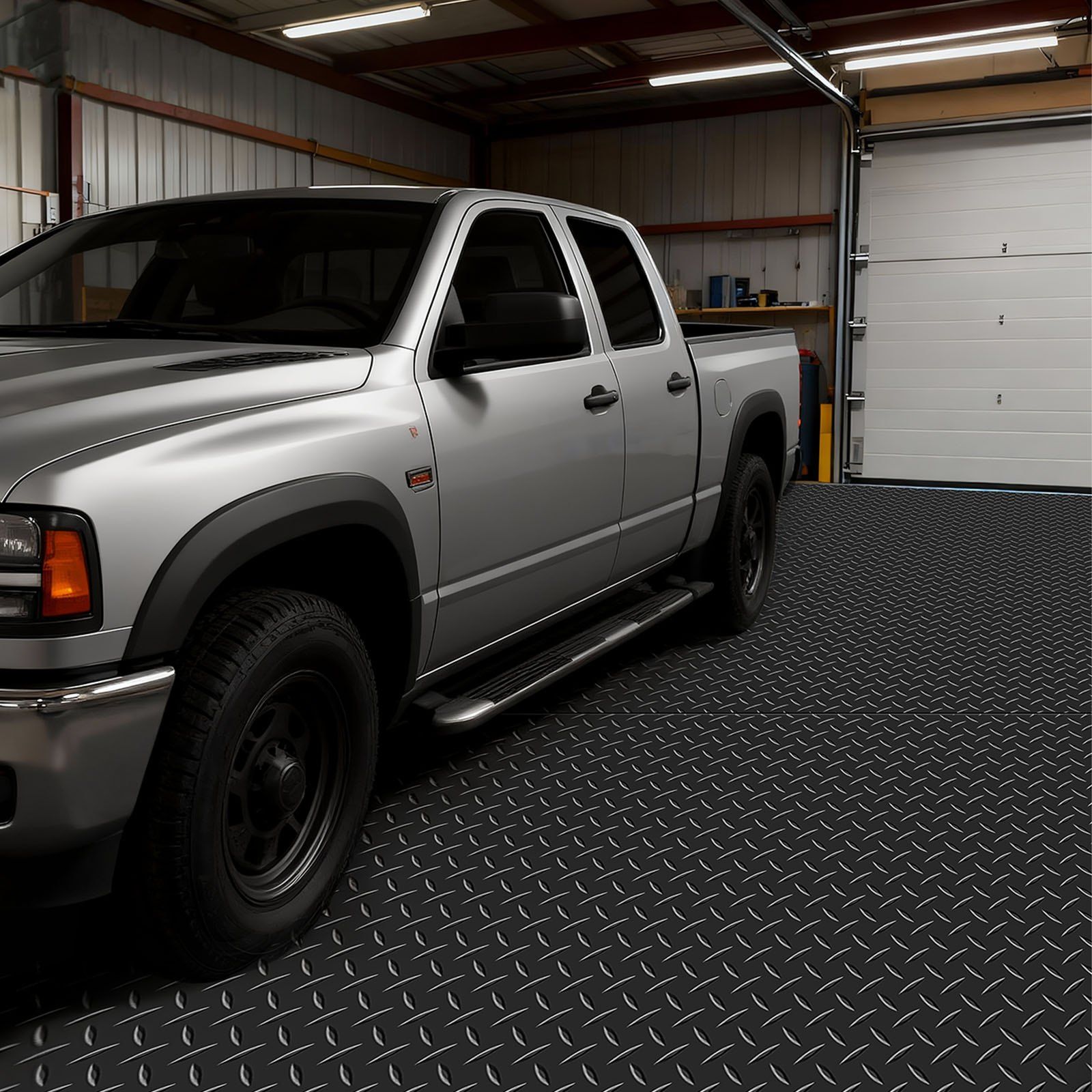 Garage Floor Roll, 1.22 x 7.62 m Garage Flooring Mat, 3 mm Thickened Rubber Diamond Plate Floor Protector Mat, Non-Slip, Wear-resist Waterproof, Easy to Clean for Warehouse, Gyms, Trailer, Black - Image 8