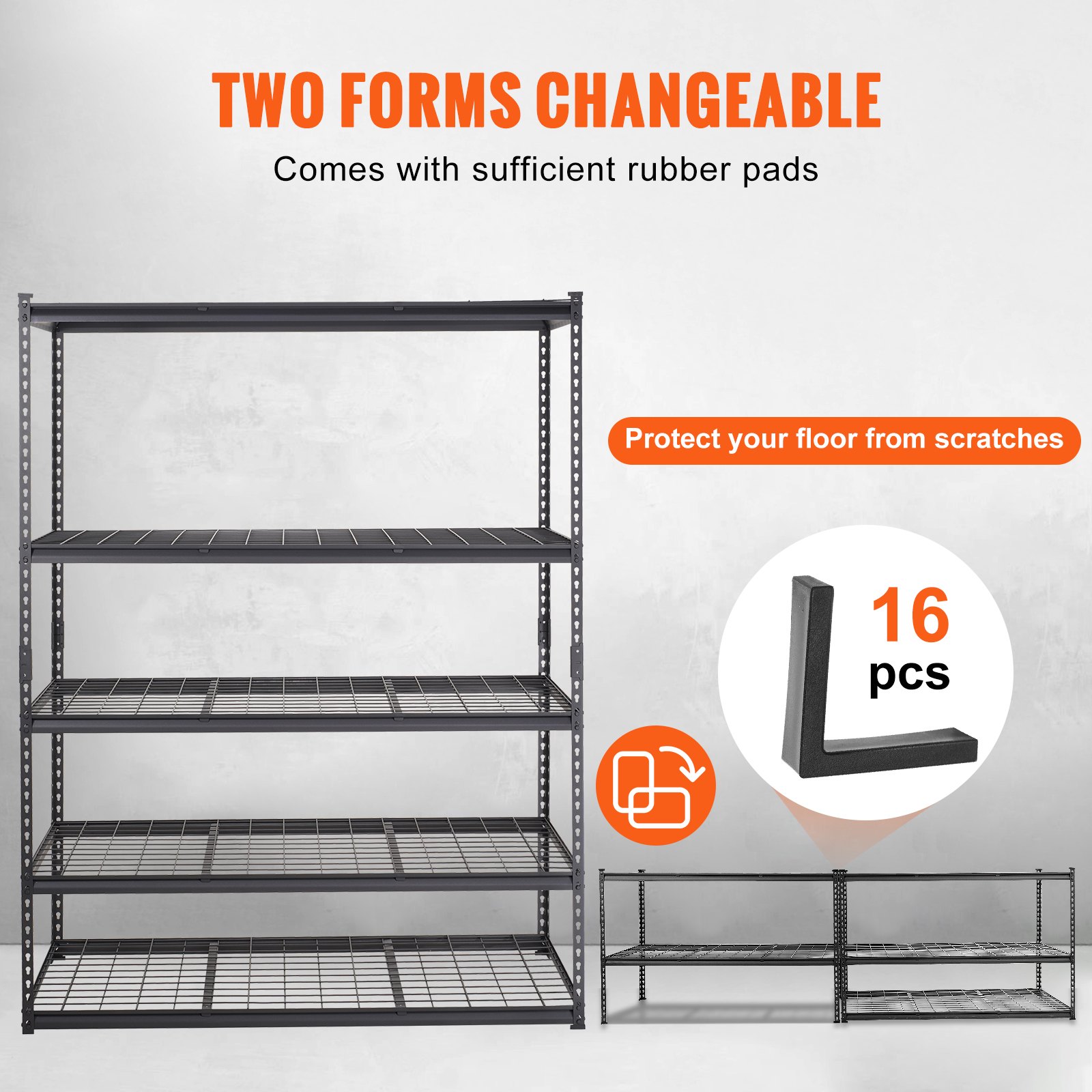 Storage Shelving Unit, 5-Tier Adjustable, 2000 lbs Capacity, Heavy Duty Garage Shelves Metal Organizer Wire Rack, Black, 60