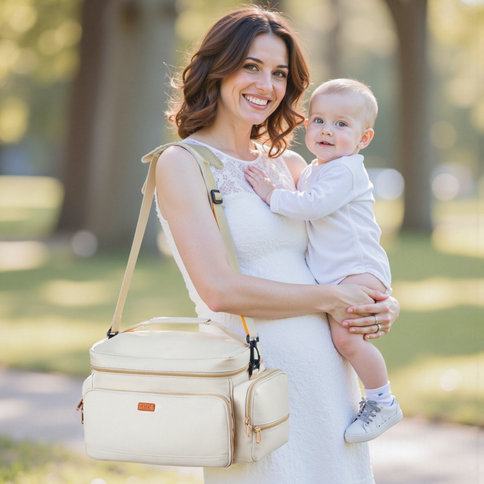 Breast Pump Bag, Breast Feeding Bag with Waterproof Mat, Fits for S1/S2, Pumping Accessories & Breastmilk Storage, Portable Pump Carrying Case for Work, Travel and Family Use, Beige - Image 8