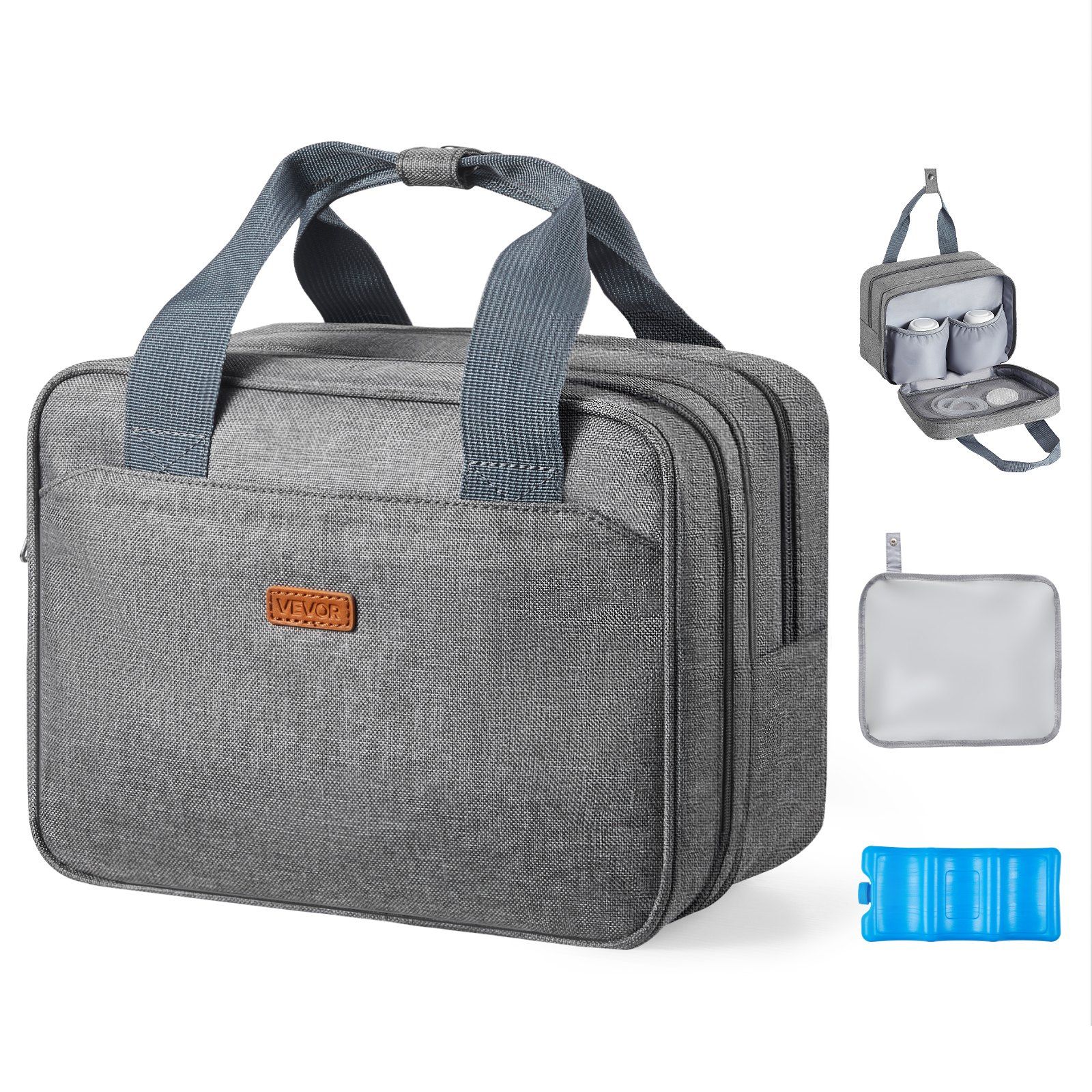 Wearable Breast Pump Bag, Breast Feeding Bag with Ice Pack, Fits for M5/M6, Pumping Accessories & Breastmilk Storage, Portable Pump Carrying Case for Work, Travel & Family Use, Grey - Image 1