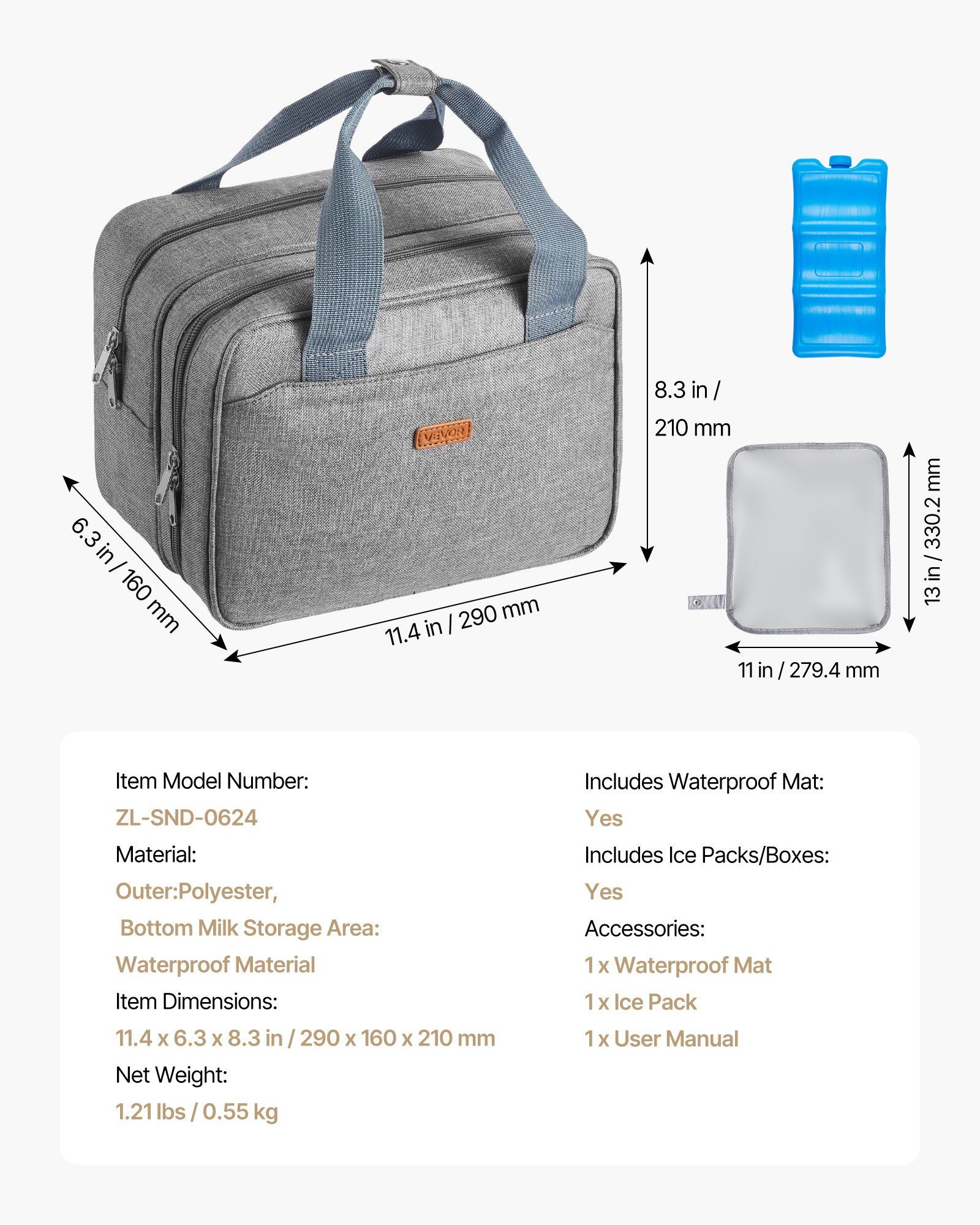 Wearable Breast Pump Bag, Breast Feeding Bag with Ice Pack, Fits for M5/M6, Pumping Accessories & Breastmilk Storage, Portable Pump Carrying Case for Work, Travel & Family Use, Grey - Image 7