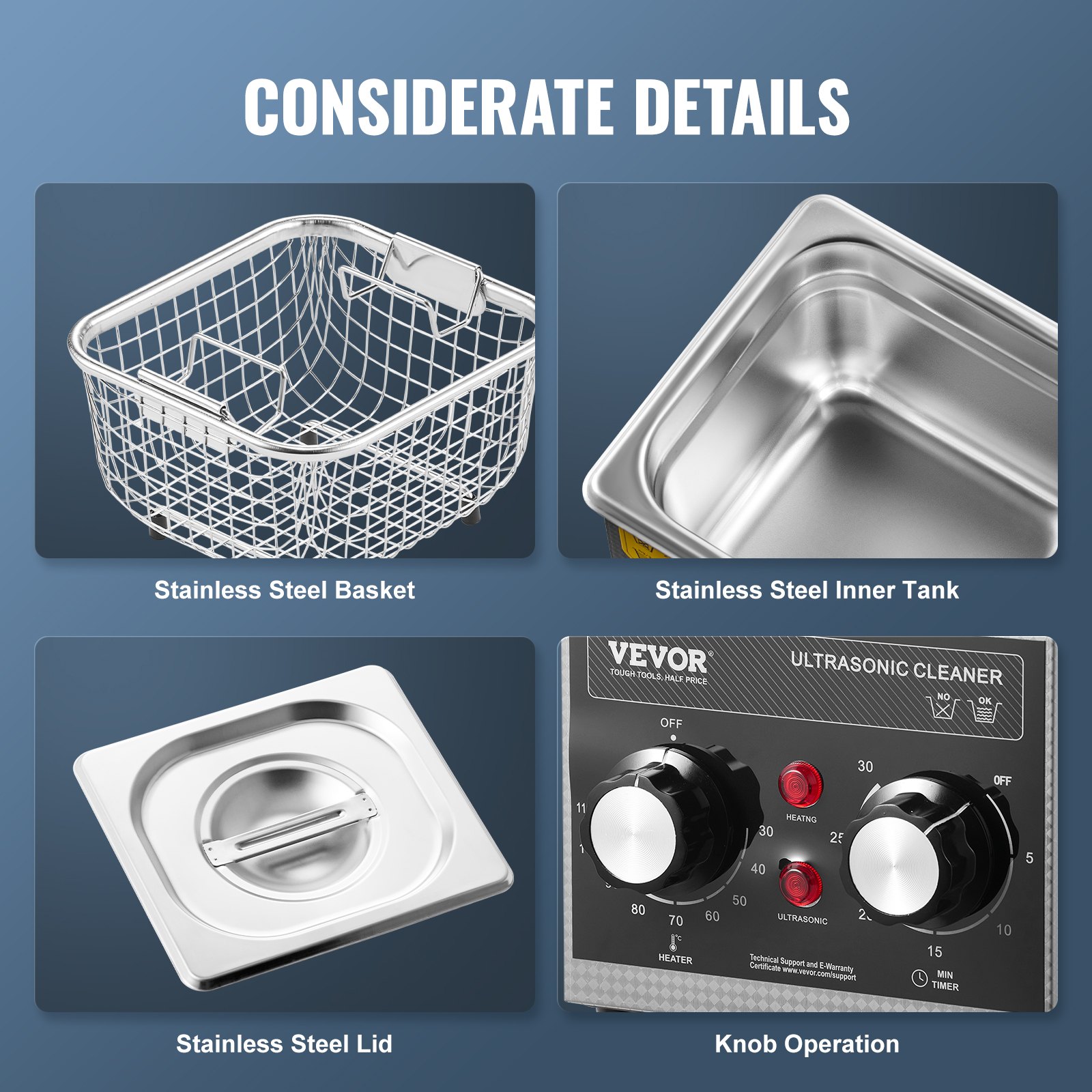 2L Ultrasonic Cleaner with Heater Timer & Basket, Professional Digital Sonic Cavitation Machine, 60W Cleaning Machine for Watch Instruments, Glasses, Coin, Metal Parts, Tool - Image 5
