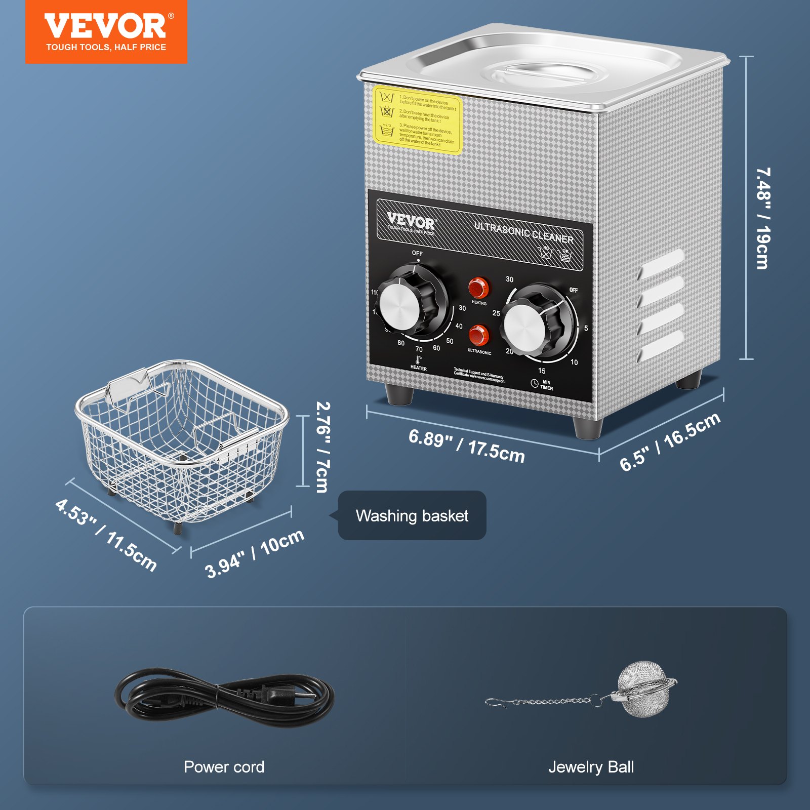 2L Ultrasonic Cleaner with Heater Timer & Basket, Professional Digital Sonic Cavitation Machine, 60W Cleaning Machine for Watch Instruments, Glasses, Coin, Metal Parts, Tool - Image 7