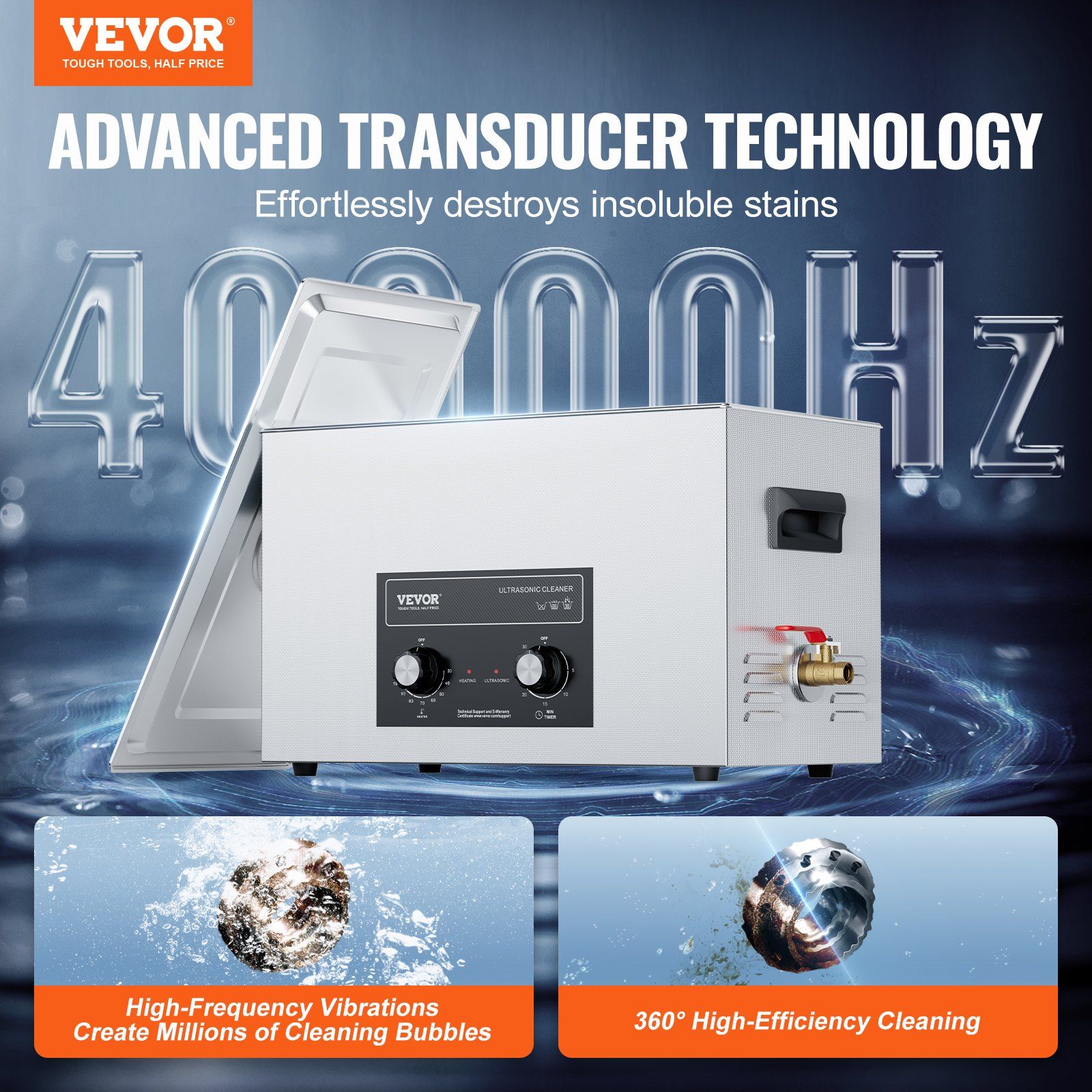 30L Ultrasonic Cleaner with Heater Timer & Basket, Professional Digital Sonic Cavitation Machine, 360W Cleaning Machine for Lab Tools, Metal Parts, Carburetor, Brass, Auto Parts, Engine Parts - Image 2