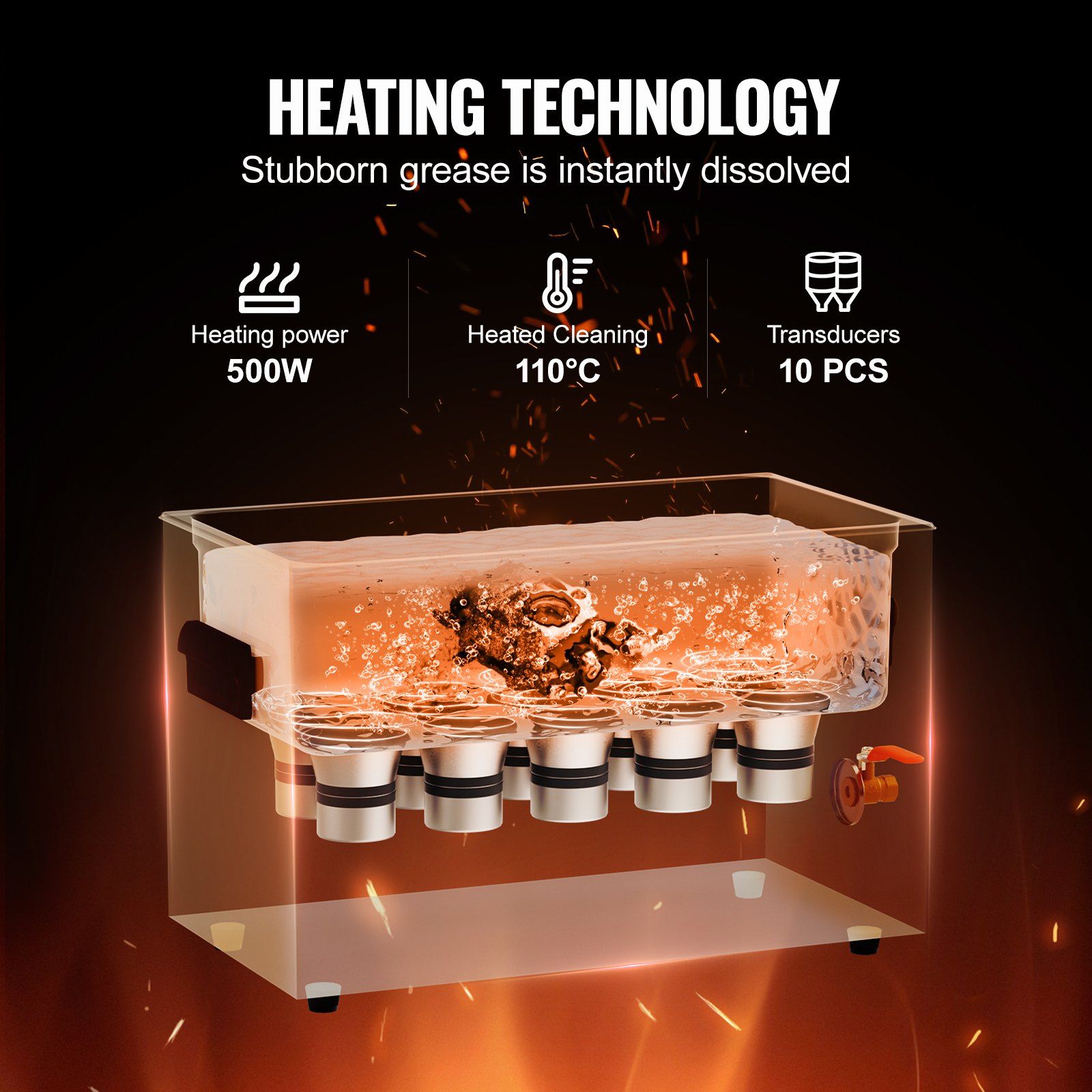 30L Ultrasonic Cleaner with Heater Timer & Basket, Professional Digital Sonic Cavitation Machine, 360W Cleaning Machine for Lab Tools, Metal Parts, Carburetor, Brass, Auto Parts, Engine Parts - Image 3