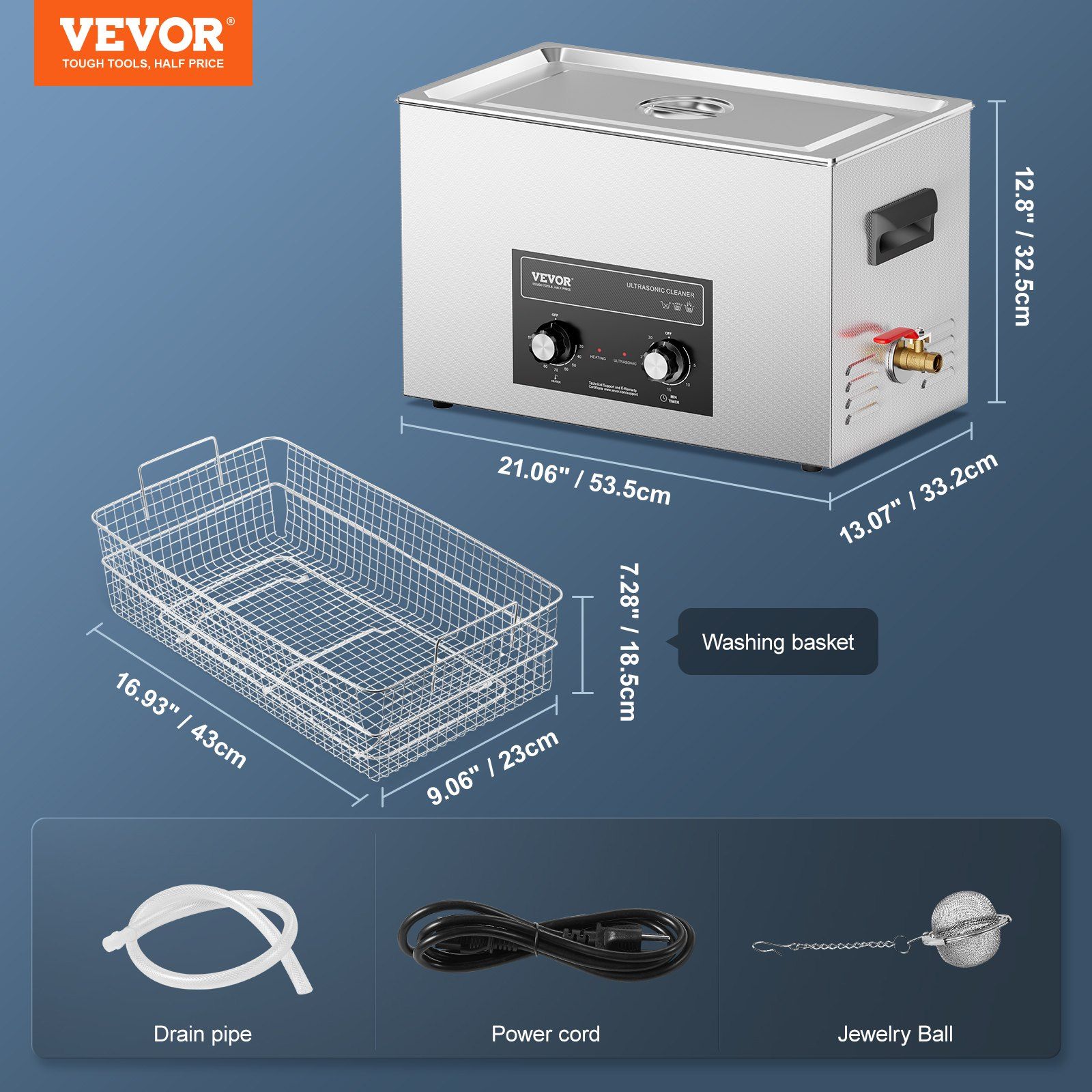 30L Ultrasonic Cleaner with Heater Timer & Basket, Professional Digital Sonic Cavitation Machine, 360W Cleaning Machine for Lab Tools, Metal Parts, Carburetor, Brass, Auto Parts, Engine Parts - Image 7