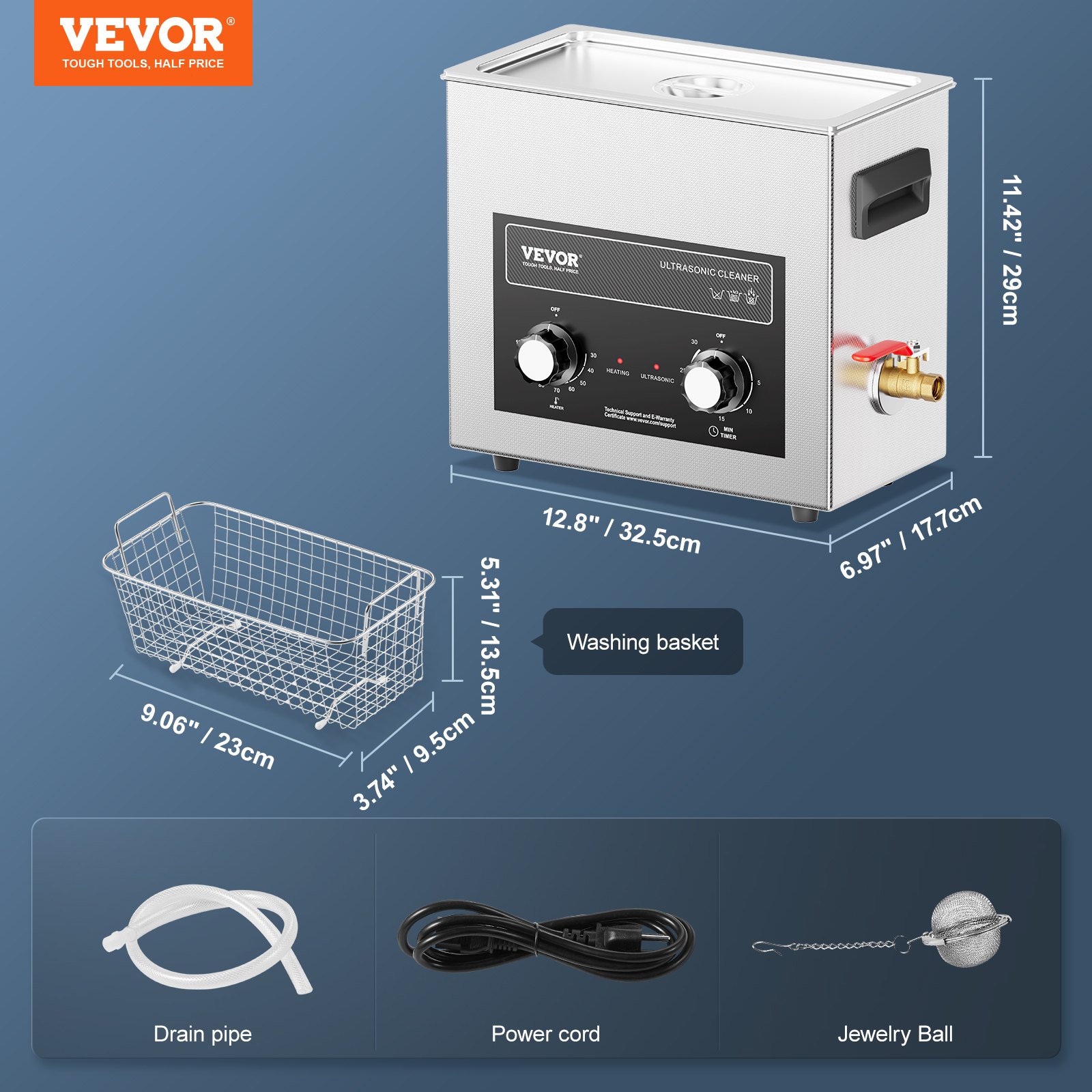 6L Ultrasonic Cleaner with Heater Timer & Basket, Professional Digital Sonic Cavitation Machine, 180W Cleaning Machine for Watch Instruments, Glasses, Coin, Metal Parts, Tool - Image 7