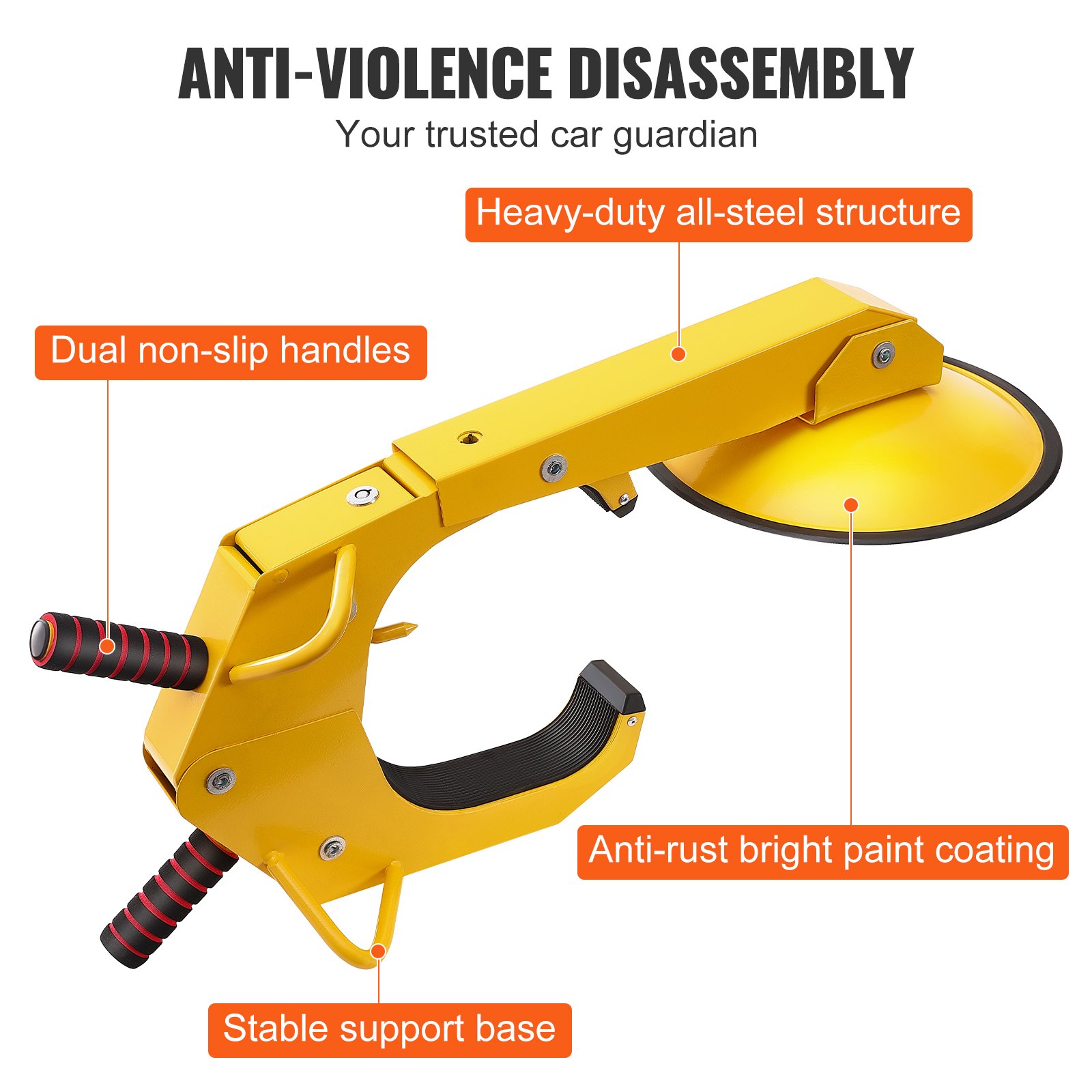 Wheel Lock Clamp, 1 Pack Trailer Wheel Lock, Heavy-Duty Anti Theft Tire Lock, Adjustable Tire Boot Lock Tire Claw, Trailer Wheel Locks for RV Trailers, Cars, Trucks, SUVs - Image 5