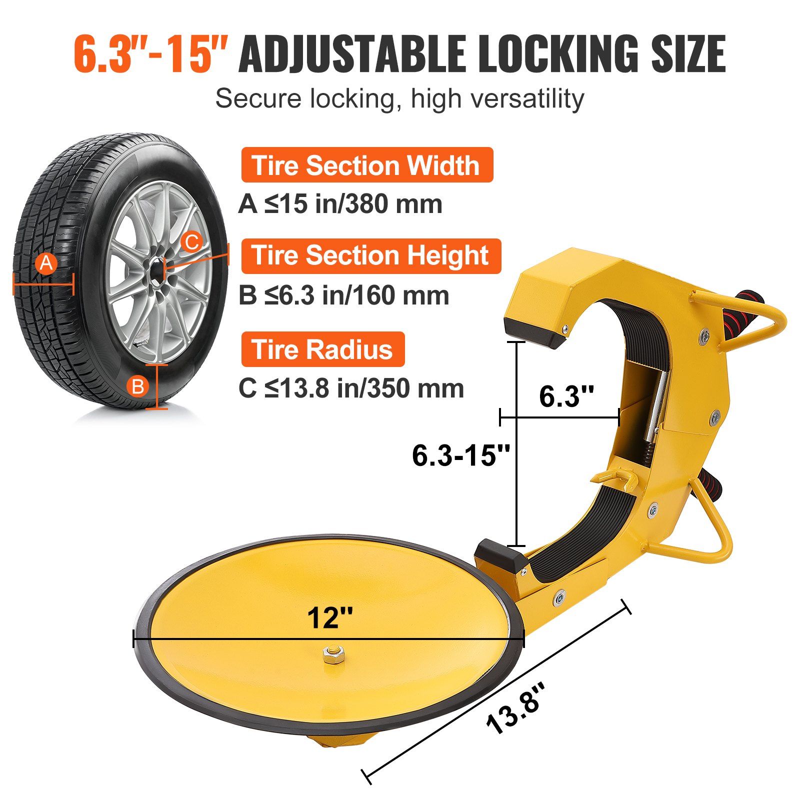 Wheel Lock Clamp, 2-Pack Trailer Wheel Lock, Heavy-Duty Anti Theft Tire Lock, Adjustable Tire Boot Lock Tire Claw, Trailer Wheel Locks for RV Trailers, Cars, Trucks, SUVs - Image 3