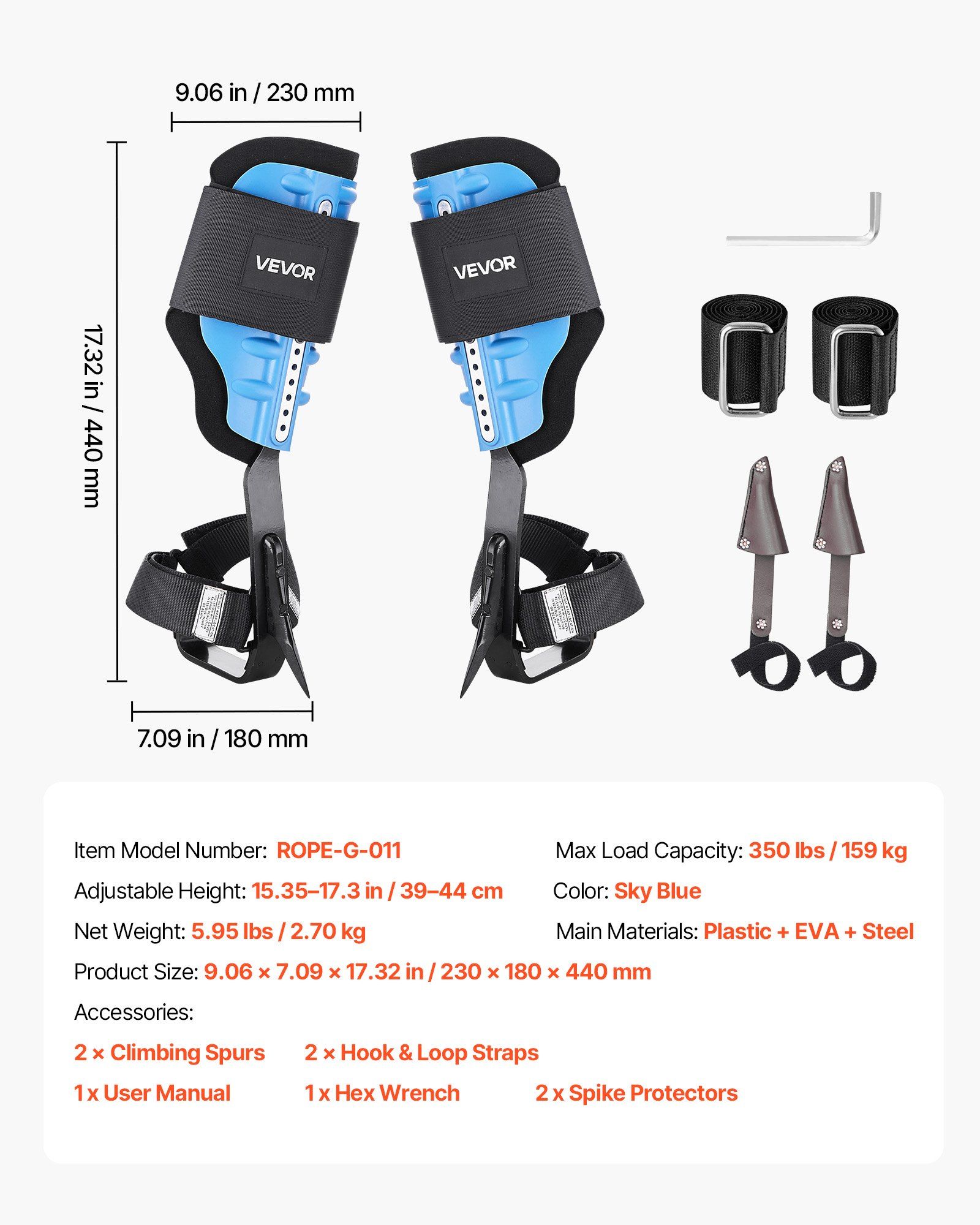 Tree Climbing Spikes, Height-Adjustable Tree Climbing Gear with Straps & Padding Cushion, 159 kg Load Capacity, Heavy Duty Steel Climb Spurs Arborist Equipment for Fruit Picking Hunting - Image 7