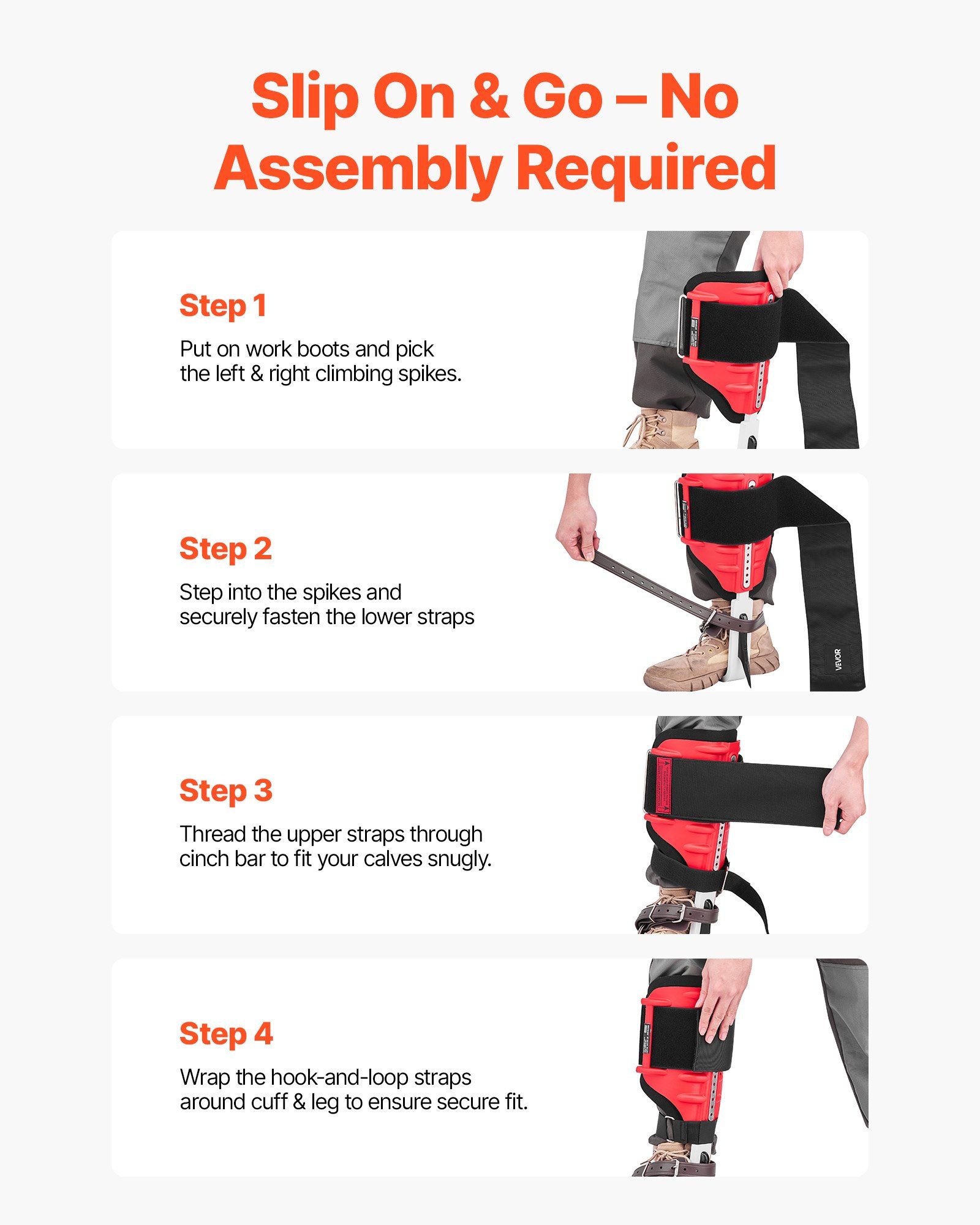 Tree Climbing Spikes Set, Height-Adjustable Tree Climbing Gear with Straps & Spike Protectors, 159 kg Load Capacity, Durable Aluminum Climb Spurs Arborist Equipment for Fruit Picking Hunting - Image 7