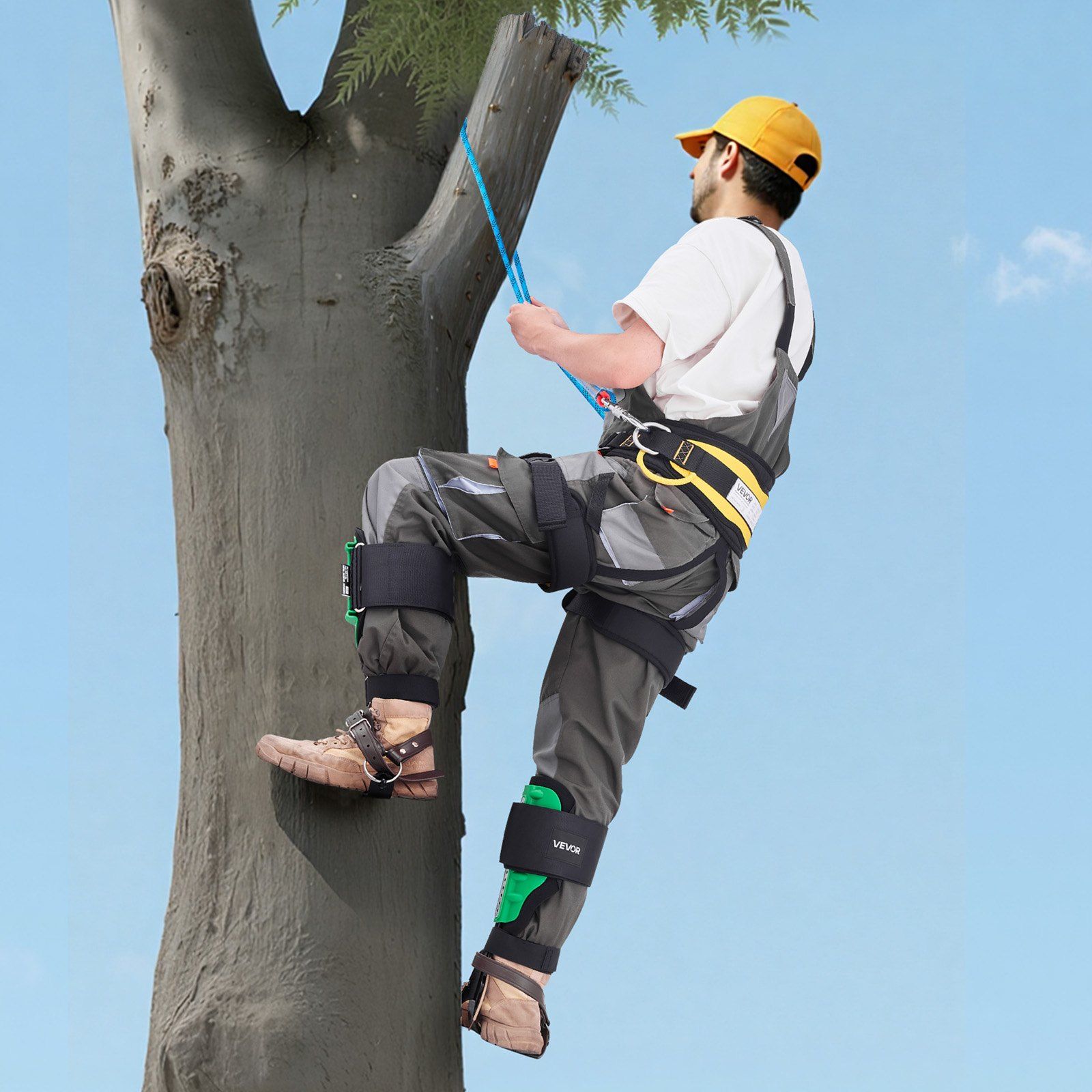 Tree Climbing Spikes Set, Height-Adjustable Tree Climbing Gear with Straps & Spike Protectors, 159 kg Load Capacity, Heavy Duty Steel Climb Spurs Arborist Equipment for Fruit Picking Hunting - Image 8