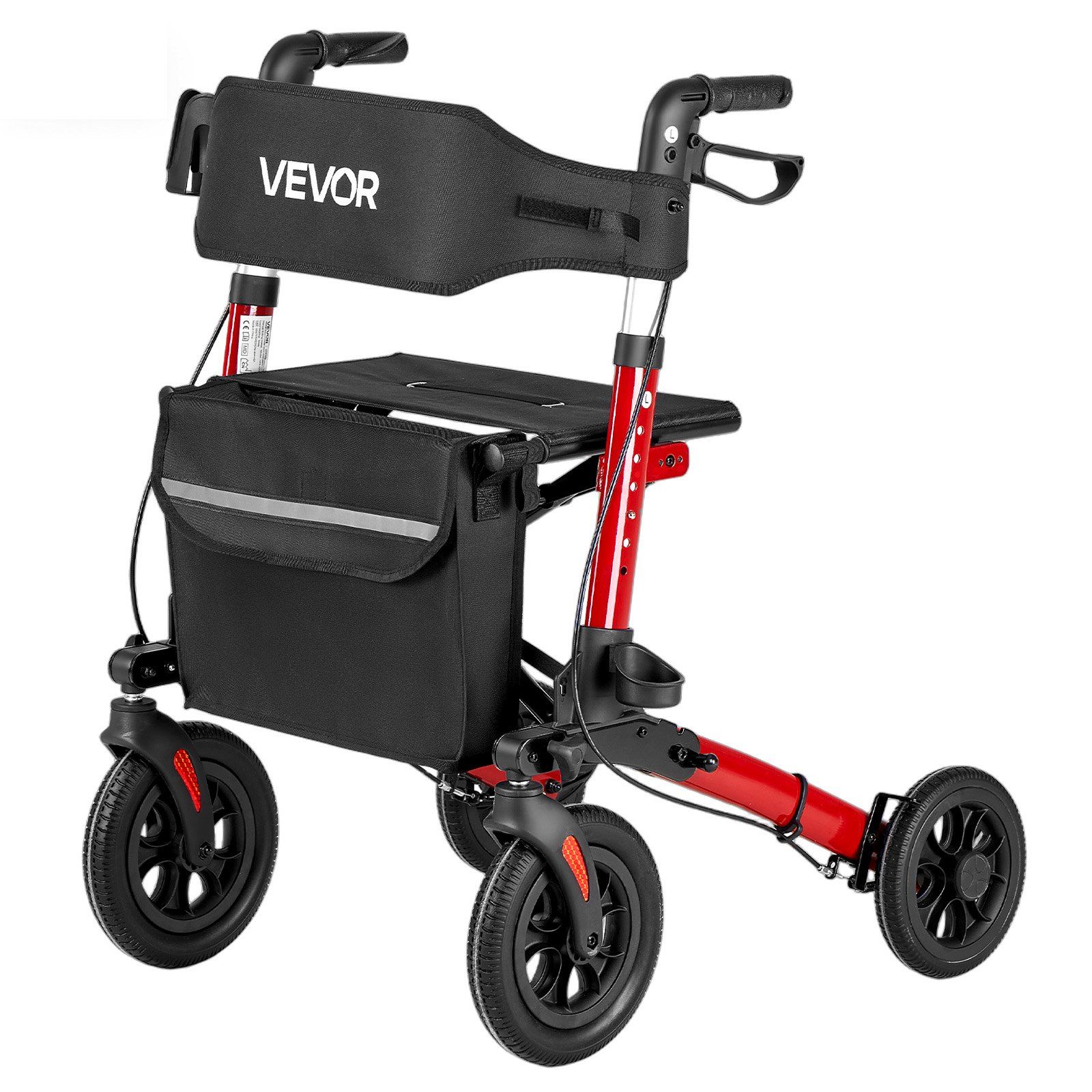 Rollator Walker with Seat for Seniors, Ultra Compact 3-Fold Rolling Walker, Lightweight Aluminum Mobility Walking Aid with PU Solid Wheels, Adjustable Handle, Cup & Cane Holder - Supports 136kg - Image 1