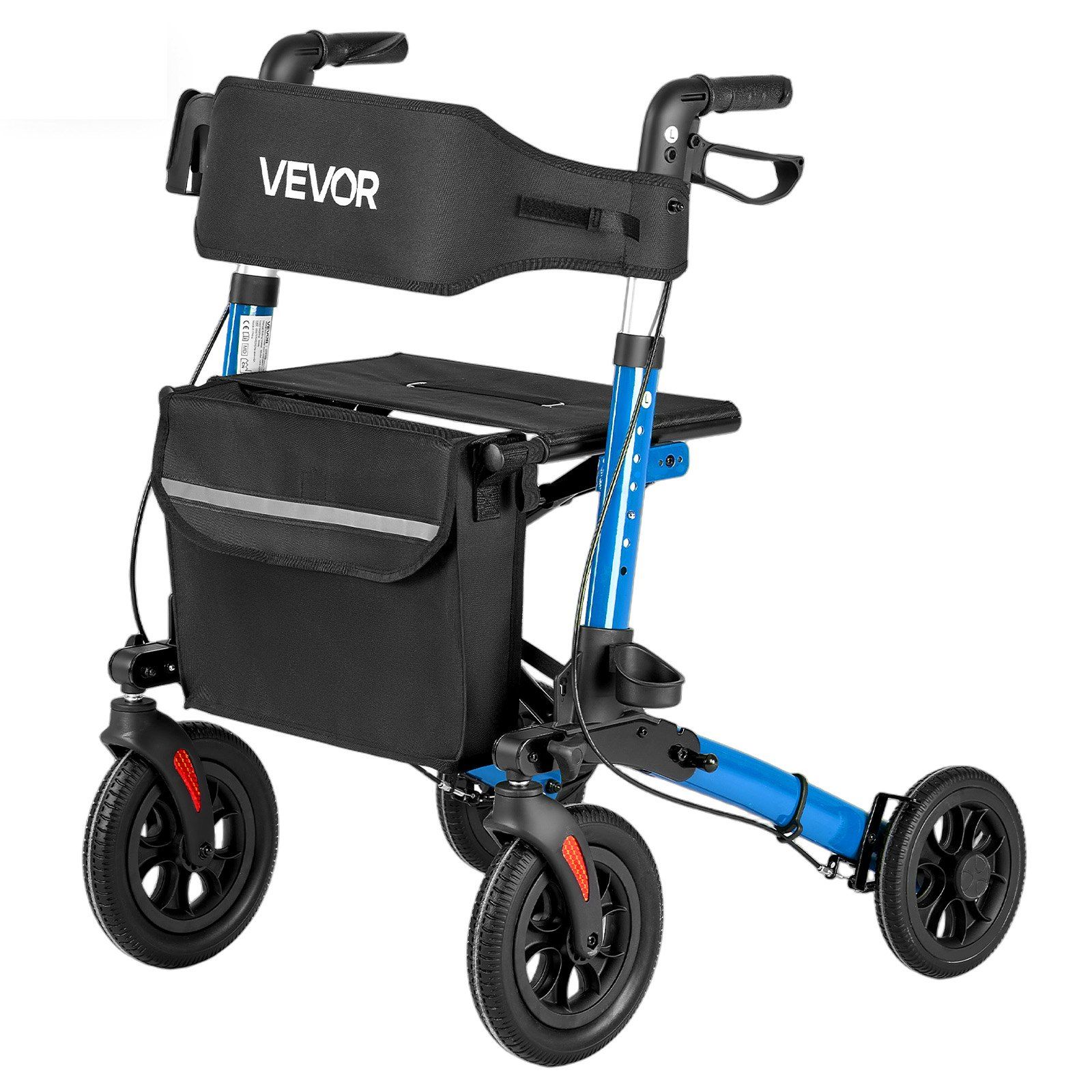 Rollator Walker with Seat for Seniors, Ultra Compact 3-Fold Rolling Walker, Lightweight Aluminum Mobility Walking Aid with PU Solid Wheels, Adjustable Handle, Cup & Cane Holder - Supports 136kg - Image 1