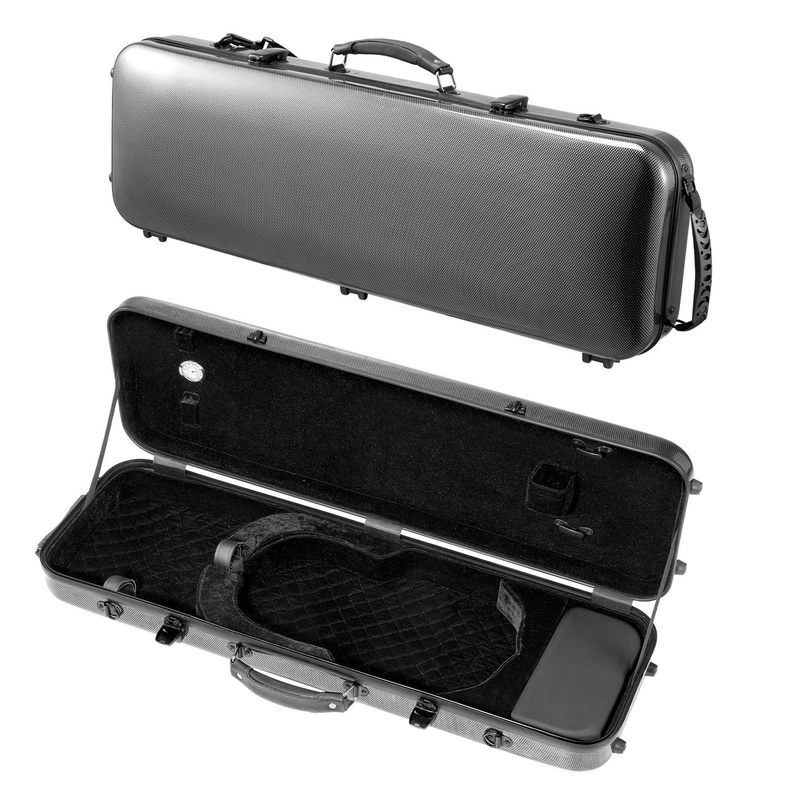4/4 Full Size Violin Case, Built-in Hygrometer, Lightweight Portable Travel Carrying Bag, with Plush Lining, Shoulder Straps, Anti-Scratch, Professional Oblong Shape, for Violin, Black - Image 1