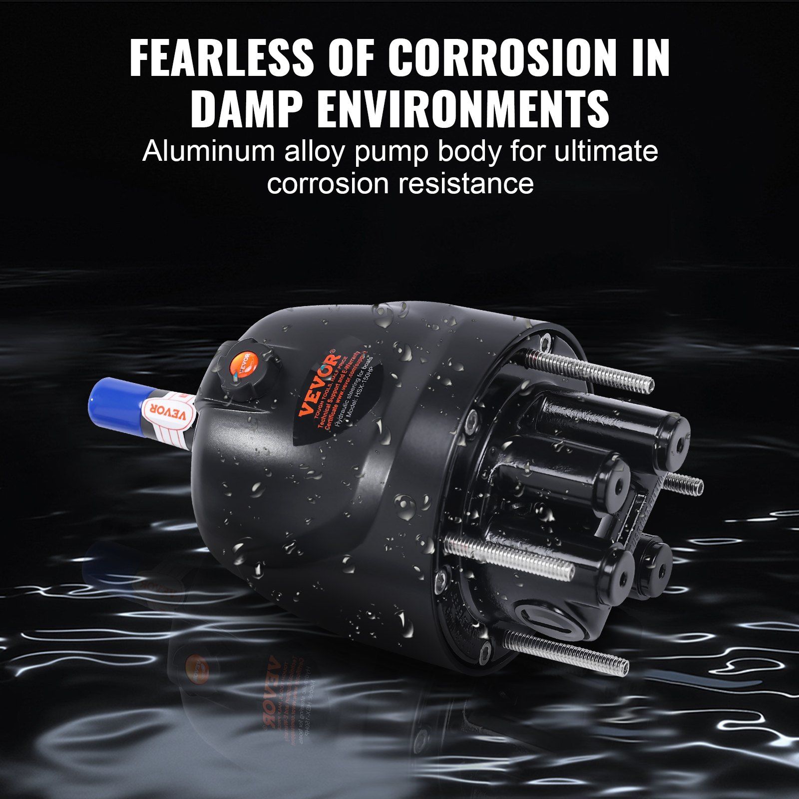 Hydraulic Outboard Steering Pump, 1.4 Cubic Inches, 150HP Front Mount Hydraulic Helm Pump with Two-Way Lock Cylinder Stainless Steel ORB Fittings, for Single Station Single-Engine Boats - Image 5