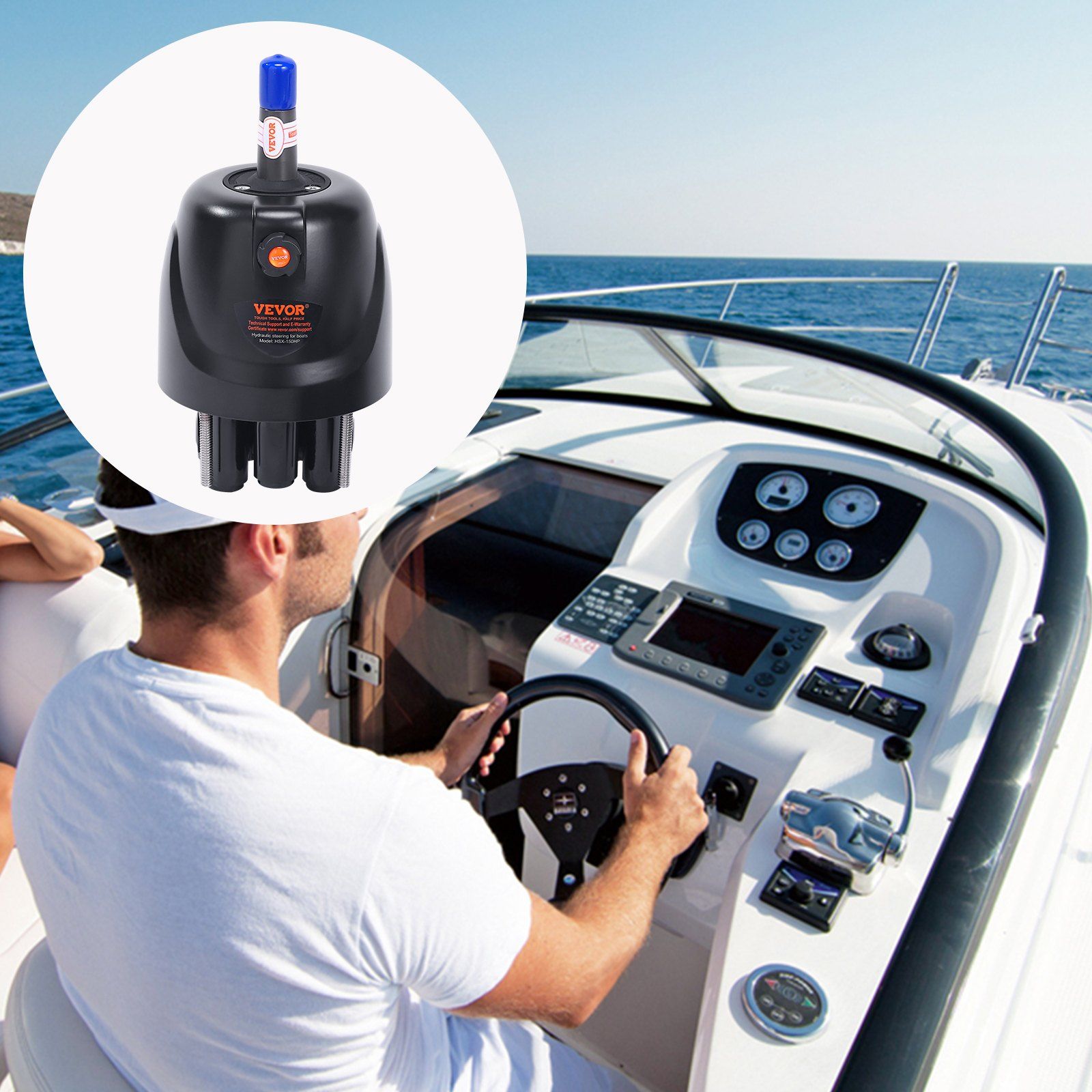 Hydraulic Outboard Steering Pump, 1.4 Cubic Inches, 150HP Front Mount Hydraulic Helm Pump with Two-Way Lock Cylinder Stainless Steel ORB Fittings, for Single Station Single-Engine Boats - Image 8