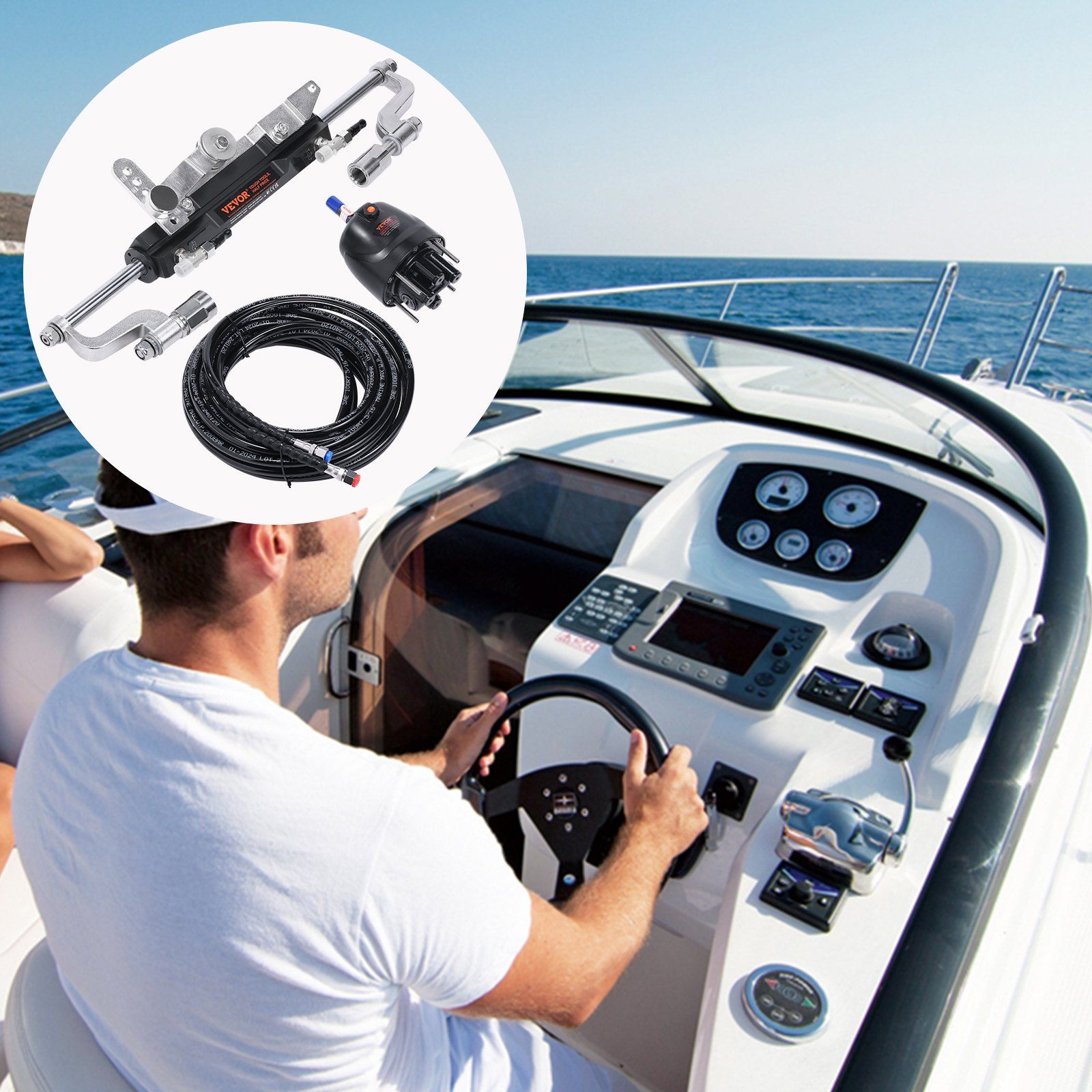 Hydraulic Outboard Steering Kit, 300HP, Marine Boat Hydraulic Steering System, with Helm Pump Two-Way Lock Cylinder and 26 Feet Hydraulic Steering Hose, for Single Station Single-Engine Boats - Image 8