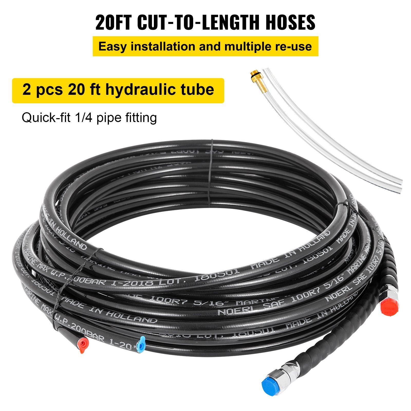Hydraulic Steering Kit 300HP Hydraulic Steering Compact Cylinder Hydraulic Outboard Steering Kit with Helm Pump for Boat Marine Steering System - Image 6