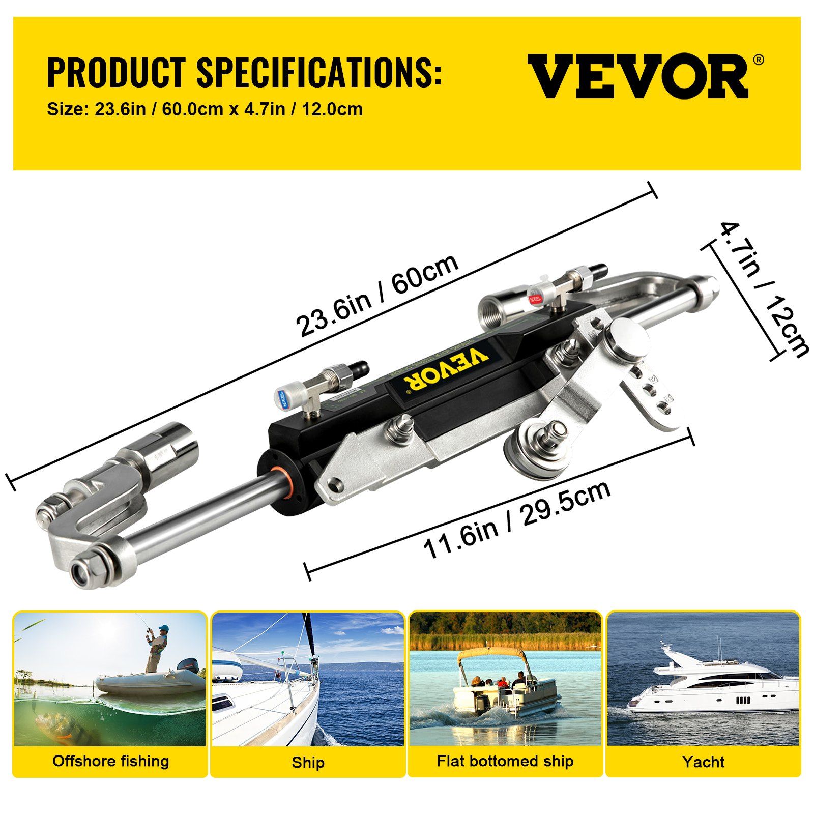 Hydraulic Steering Kit 300HP Hydraulic Steering Compact Cylinder Hydraulic Outboard Steering Kit with Helm Pump for Boat Marine Steering System - Image 7
