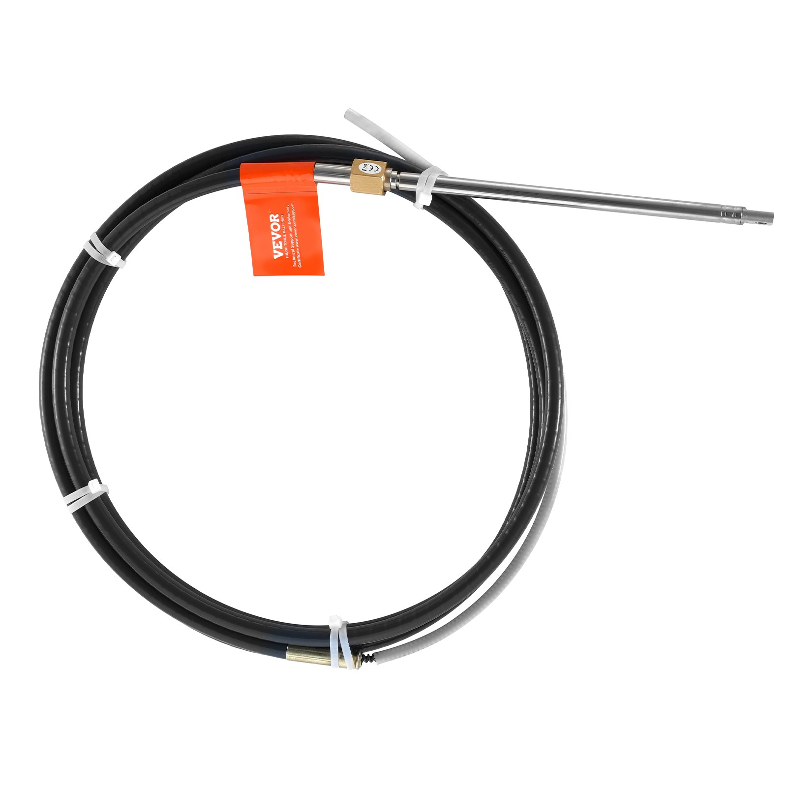 Boat Steering Cable, 17 Feet Outboard Marine Rotary Steering Cable, 1/2 Ton High Tensile Strength, Steel Steering Wheel Cable Compatible with Most Single-Station Outboard Steering Systems - Image 1