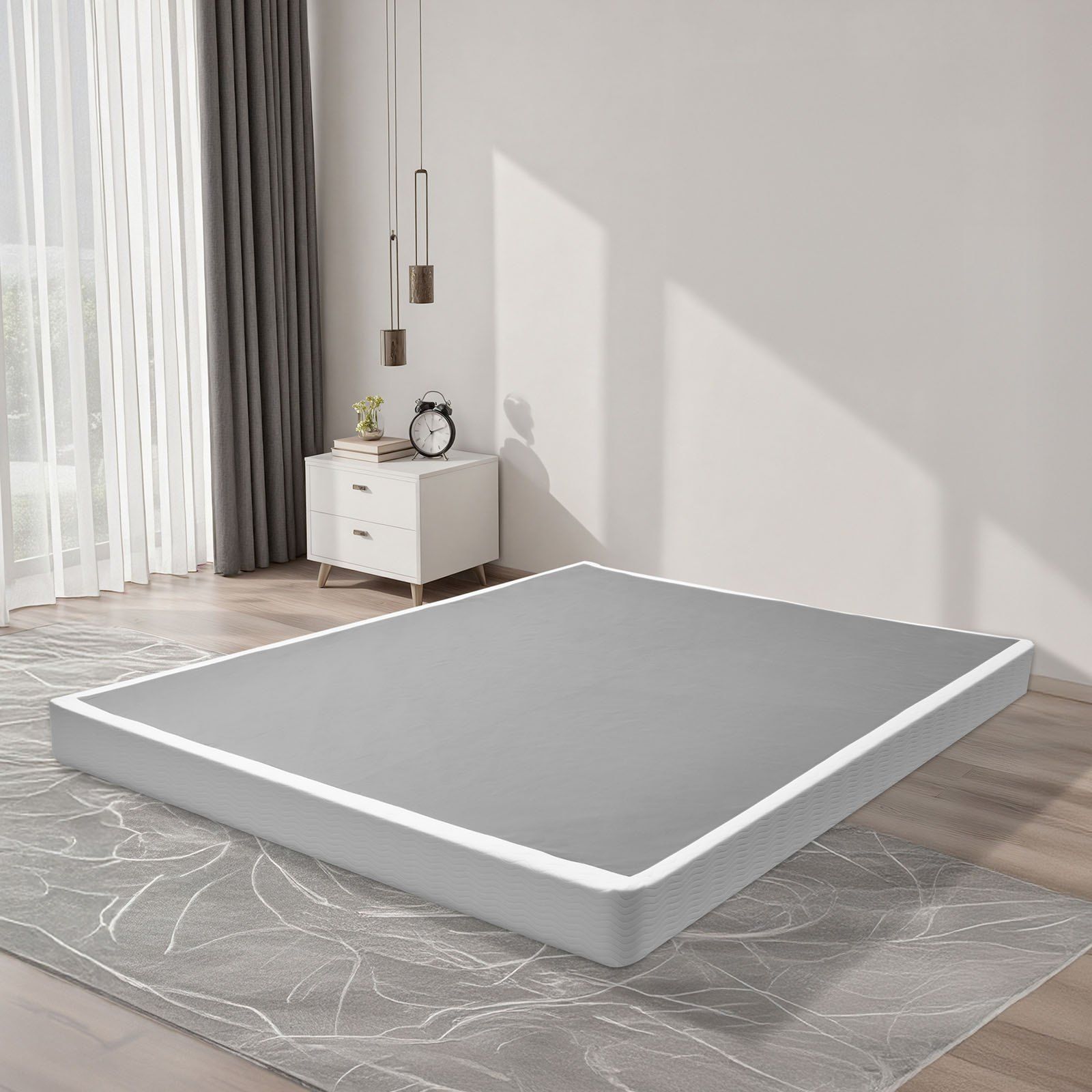 Box Spring, Queen Size Bed Frame with Washable Fabric Cloth, Heavy Duty Metal Frame for Queen Bed, 102 mm Mattress Foundation, 1587.57 kg Max Weight Capacity, Easy Assembly, 2010 x 1510 x 102 mm - Image 8