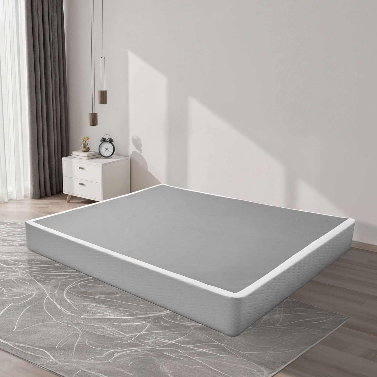 Box Spring, King Size Bed Frame with Washable Fabric Cloth, Heavy Duty Metal Frame for King Bed, 230 mm Mattress Foundation, 1587.57 kg Max Weight Capacity, Easy Assembly, 2010 x 1925 x 230 mm - Image 8