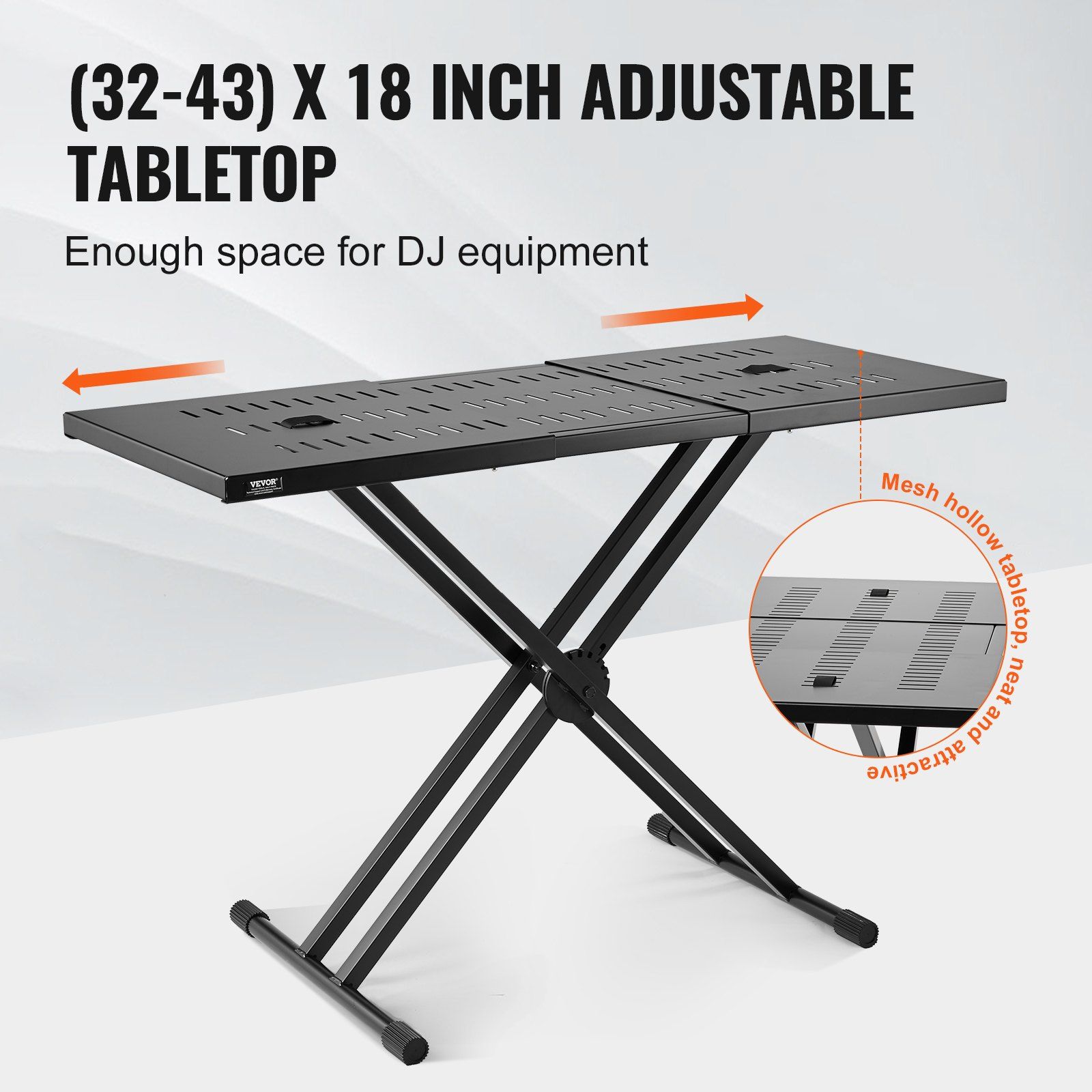 DJ Table Stand, (820-1095)x465 mm Portable DJ Laptop and Controller Stand, Lightweight DJ Desk DJ Booth Adjustable Height DJ Stand, Foldable Double-X Keyboard Stand & Tabletop, Audio Mixer Stand - Image 3