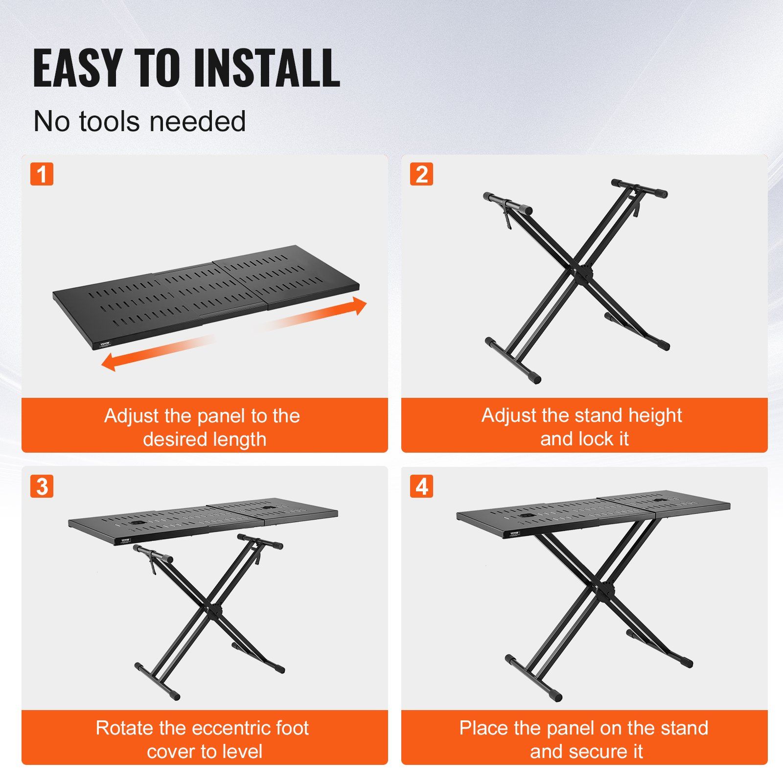 DJ Table Stand, (820-1095)x465 mm Portable DJ Laptop and Controller Stand, Lightweight DJ Desk DJ Booth Adjustable Height DJ Stand, Foldable Double-X Keyboard Stand & Tabletop, Audio Mixer Stand - Image 4