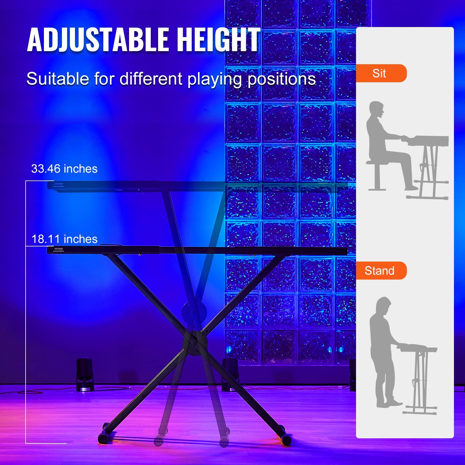 DJ Table Stand, (820-1095)x465 mm Portable DJ Laptop and Controller Stand, Lightweight DJ Desk DJ Booth Adjustable Height DJ Stand, Foldable Double-X Keyboard Stand & Tabletop, Audio Mixer Stand - Image 5