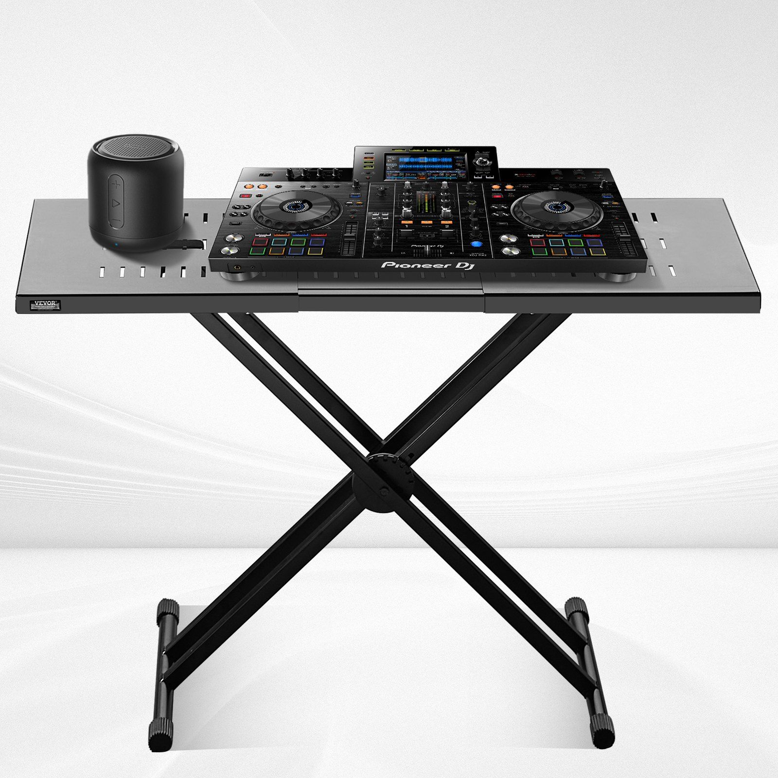 DJ Table Stand, (820-1095)x465 mm Portable DJ Laptop and Controller Stand, Lightweight DJ Desk DJ Booth Adjustable Height DJ Stand, Foldable Double-X Keyboard Stand & Tabletop, Audio Mixer Stand - Image 8