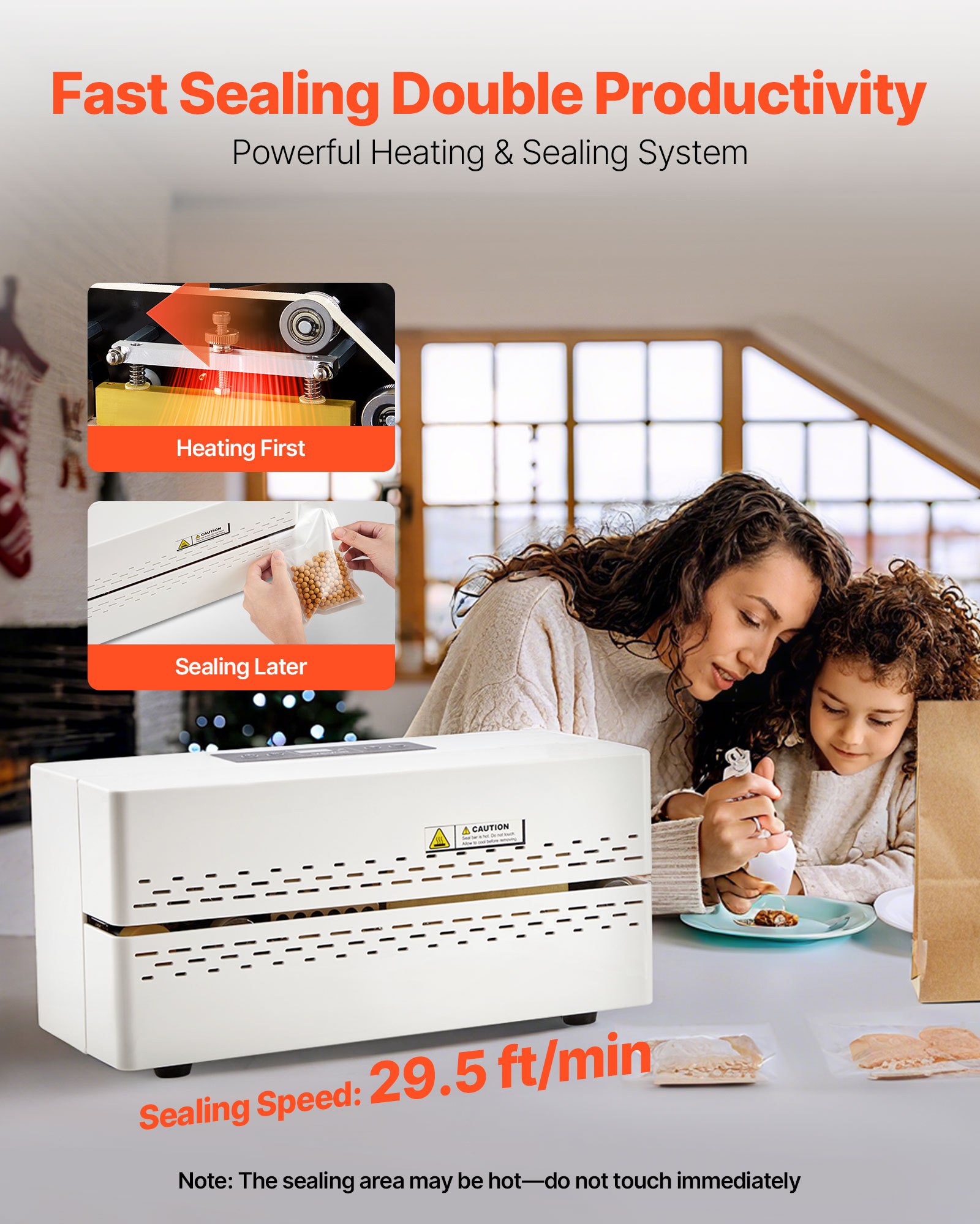 Continuous Sealing Machine, 8-12 mm Seal Width, Automatic Continuous Band Sealer with Digital Temperature Control, Automatic Shutdown, Portable Heat Sealing Machine for 0.06-0.2 mm Plastic Bags - Image 2