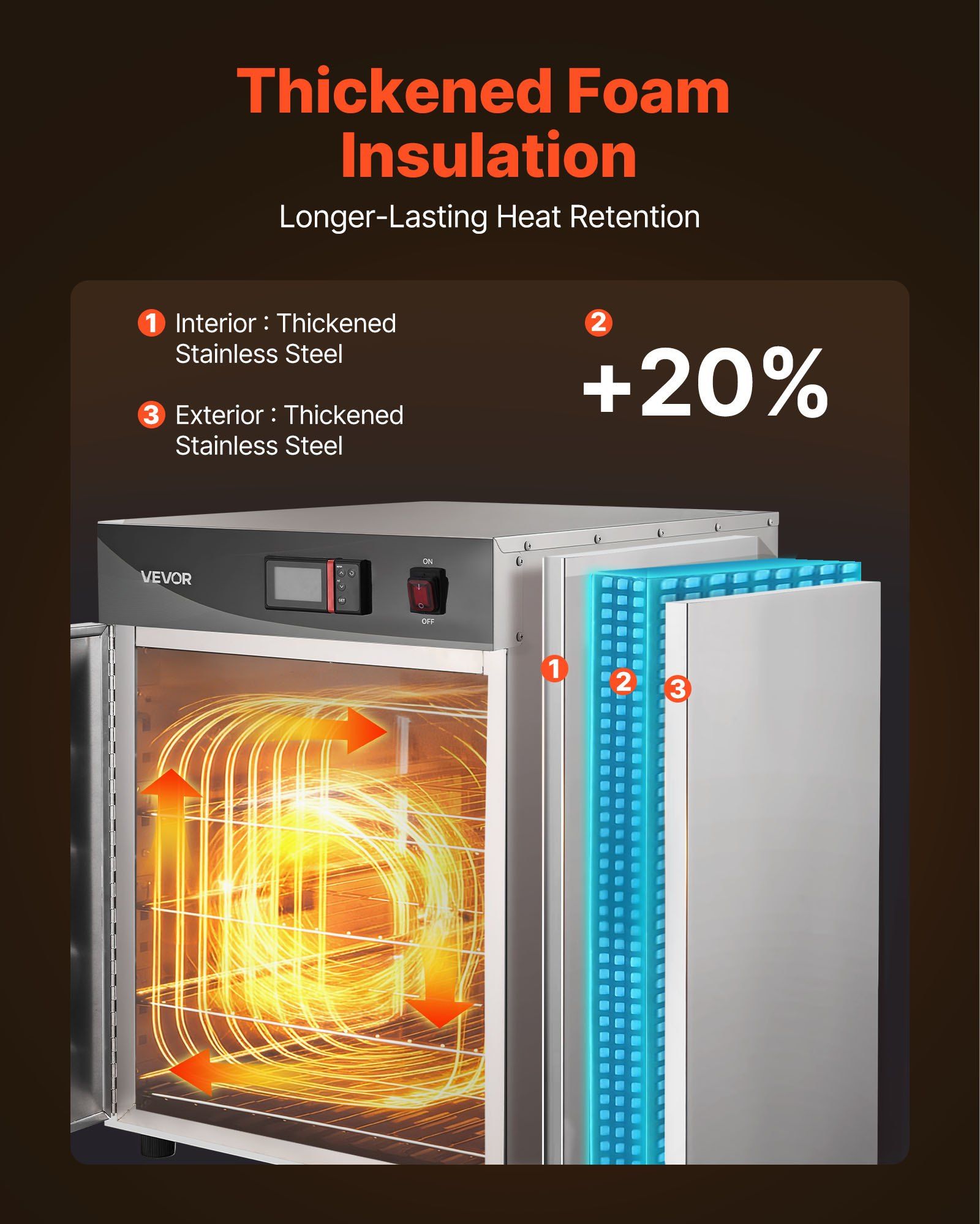 Electric Hot Box Food Warmer, 4-Tier Commercial Warming Cabinet with Water Tray, Single-Door and Adjustable Shelves, Stainless Steel Food Warmer Cabinet, for Restaurant, Kitchen, Pizza, Chicken - Image 4