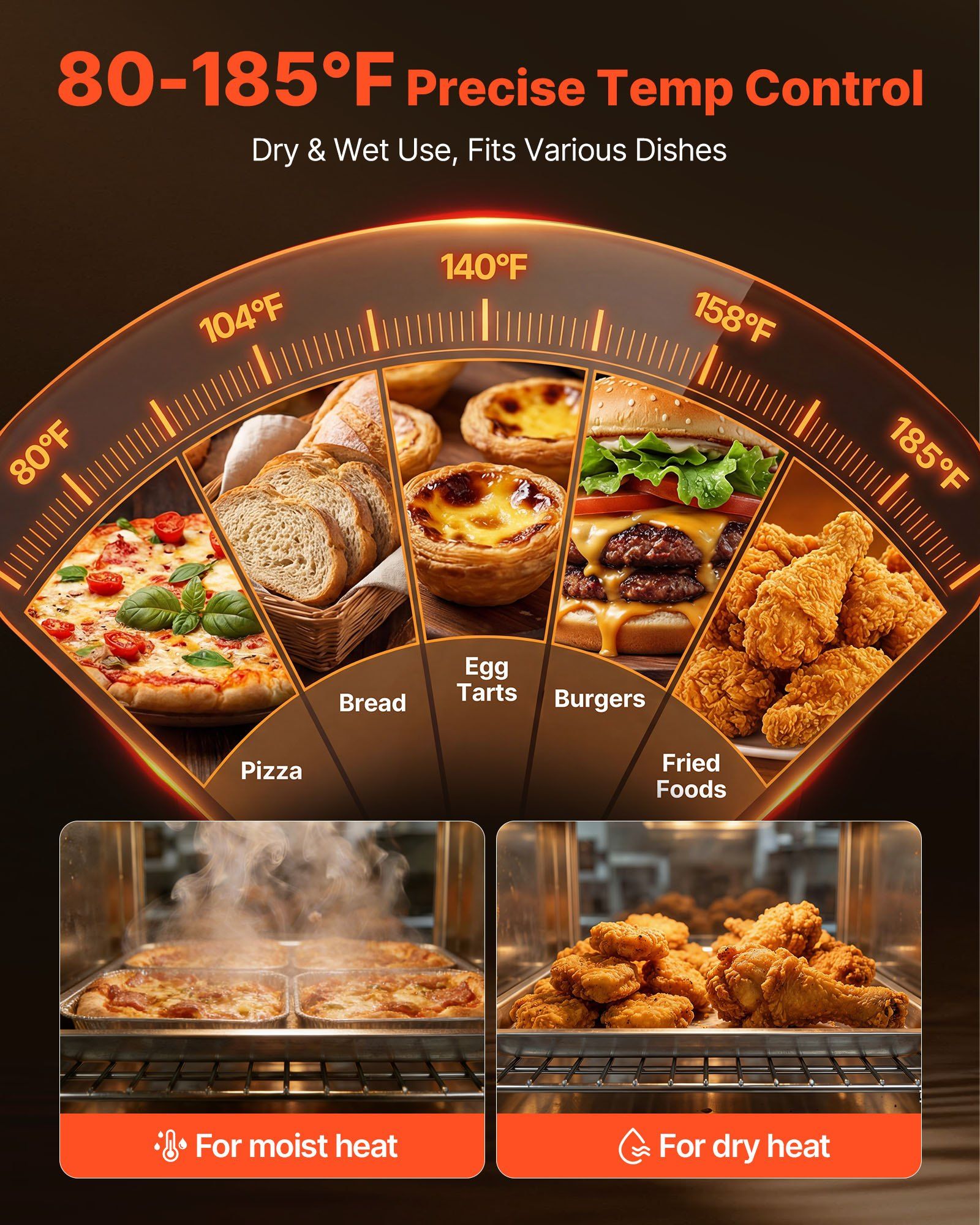 Electric Hot Box Food Warmer, 4-Tier Commercial Warming Cabinet with Water Tray, Single-Door and Adjustable Shelves, Stainless Steel Food Warmer Cabinet, for Restaurant, Kitchen, Pizza, Chicken - Image 5