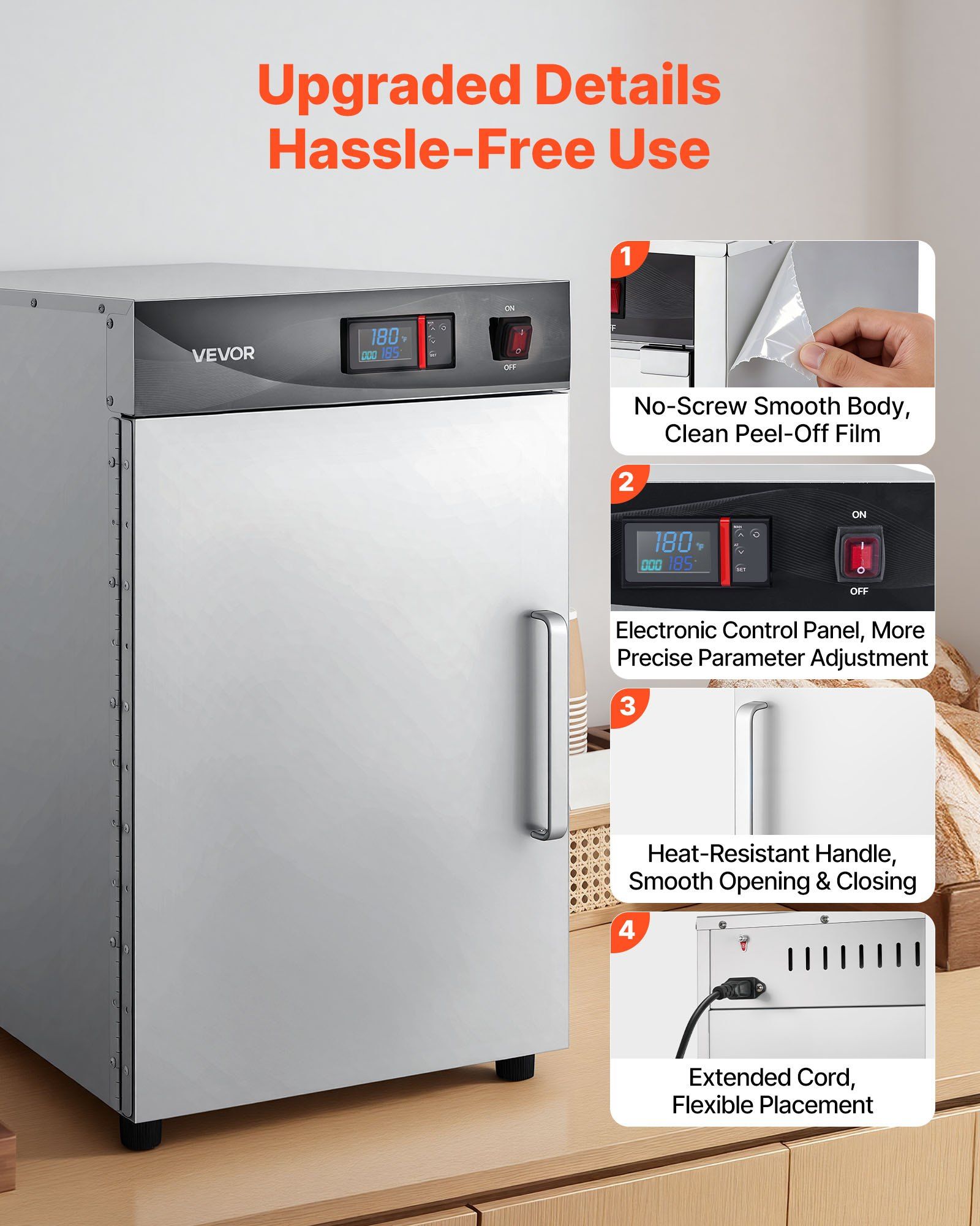 Electric Hot Box Food Warmer, 5-Tier Commercial Warming Cabinet with Water Tray, Single-Door and Adjustable Shelves, Stainless Steel Food Warmer Cabinet, for Restaurant, Kitchen, Pizza, Chicken - Image 6