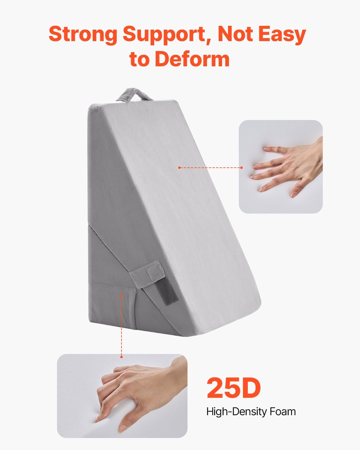 Bed Wedge Pillow for Sleeping, Adjustable Orthopedic Bed Wedge, 25D High-Density Foam Filling & Soft Washable Cover, Post Surgery Pillow for Acid Reflux, Back Pain, Snoring Relief, Light Grey - Image 2