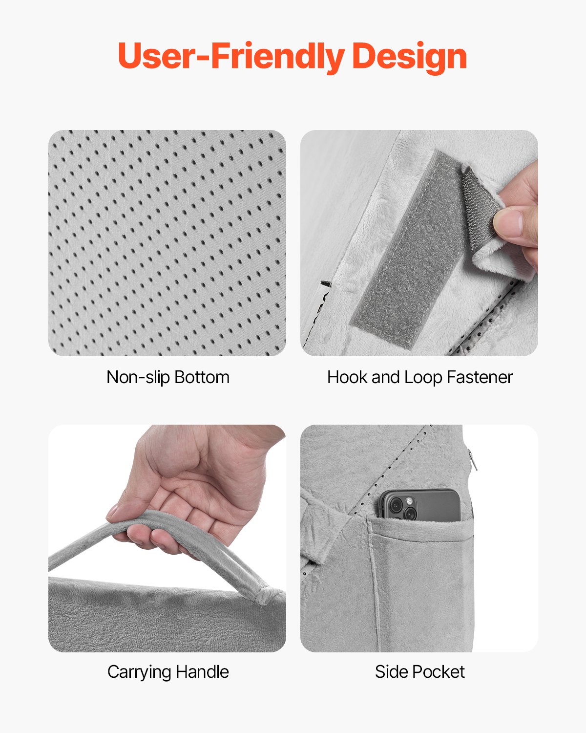Bed Wedge Pillow for Sleeping, 3 Pcs Adjustable Orthopedic Bed Wedge Set, with Washable Cover & Foam Support, Post Surgery Pillow for Acid Reflux, Back Pain, Snoring Relief & GERD, Dark Grey - Image 6