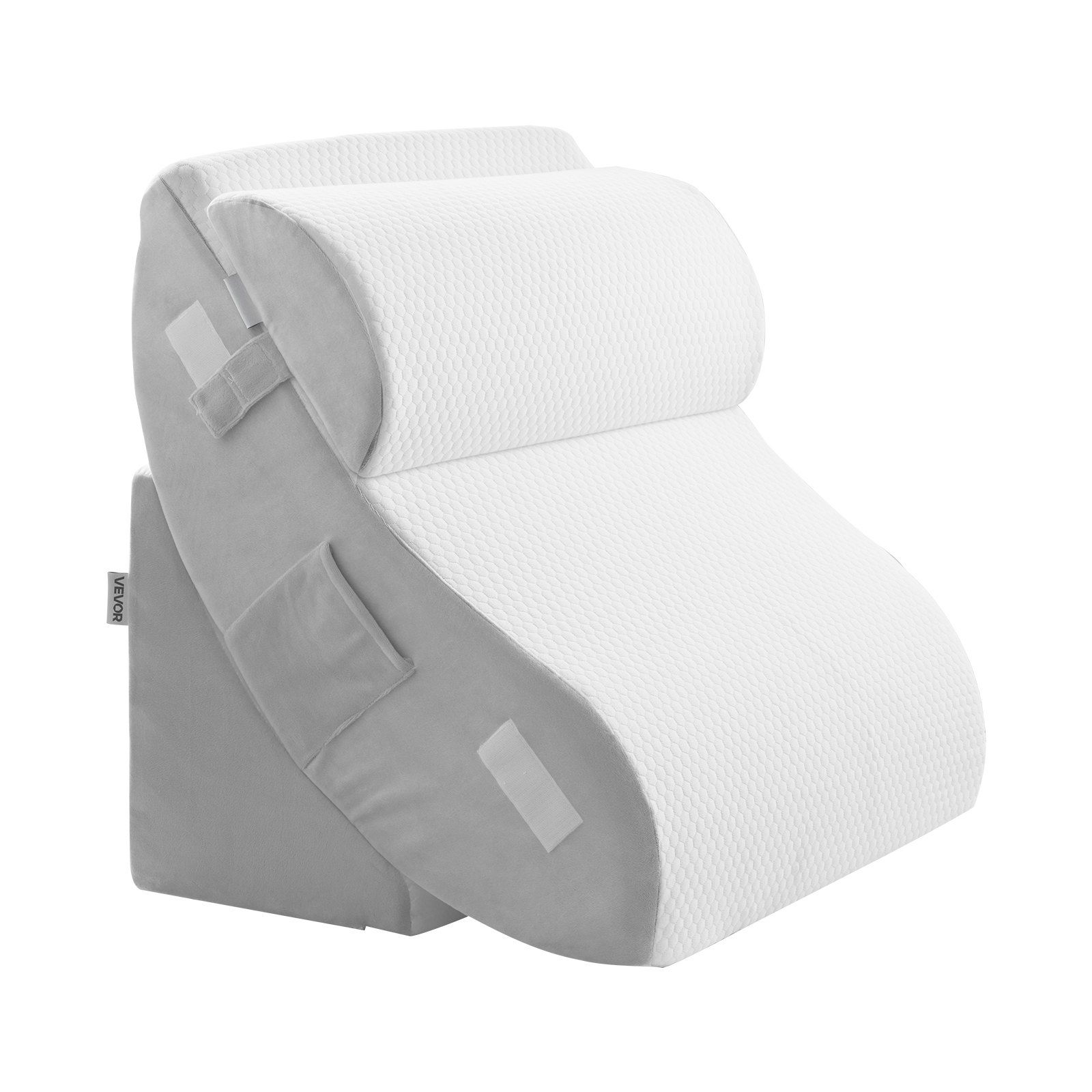 Wedge Pillow for Sleeping, 4 Pcs Adjustable Orthopedic Bed Wedge Set, Support Leg Neck Shoulder, Post Surgery Pillow for Back Pain, Acid Reflux, Snoring Relief, Sitting up in Bed, White/Grey - Image 1